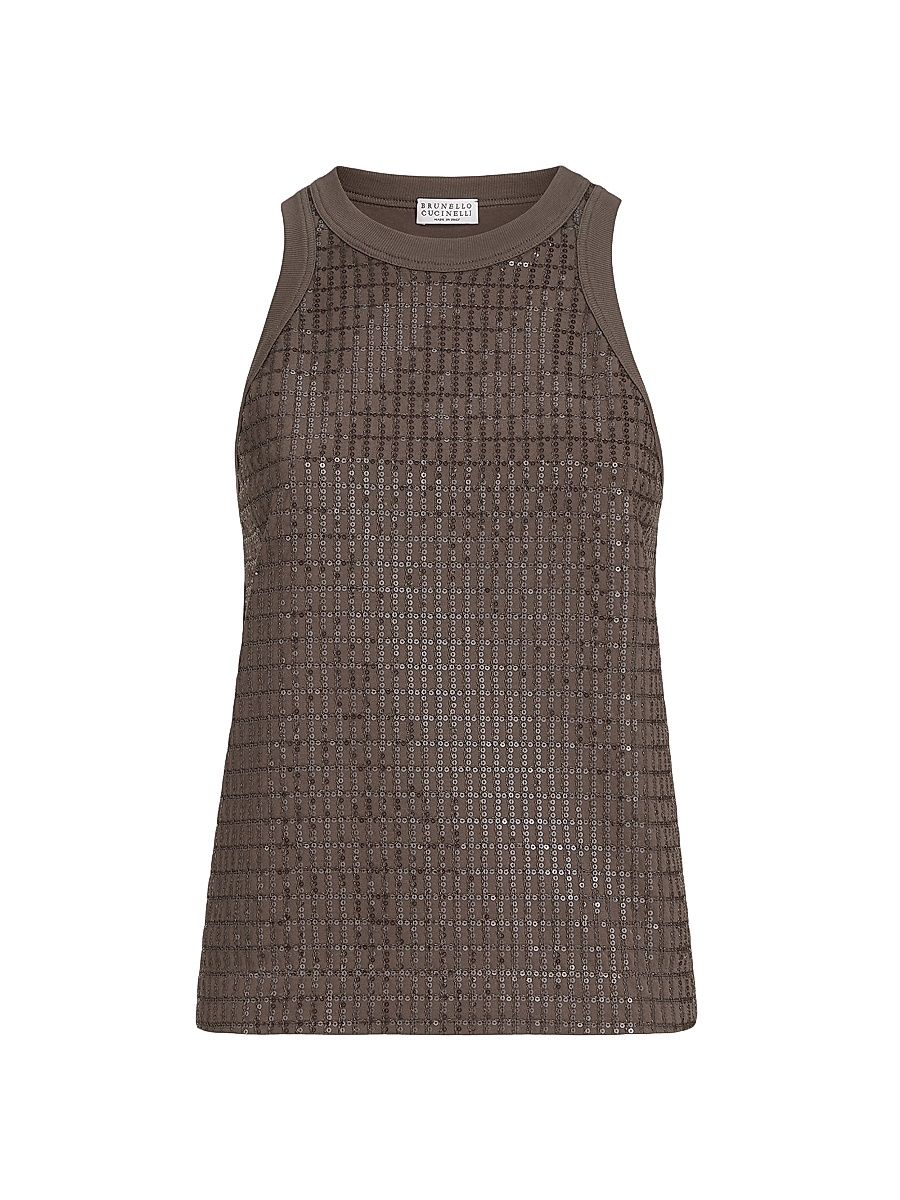 Women's Stretch Cotton Jersey Top - Brown - Size XL