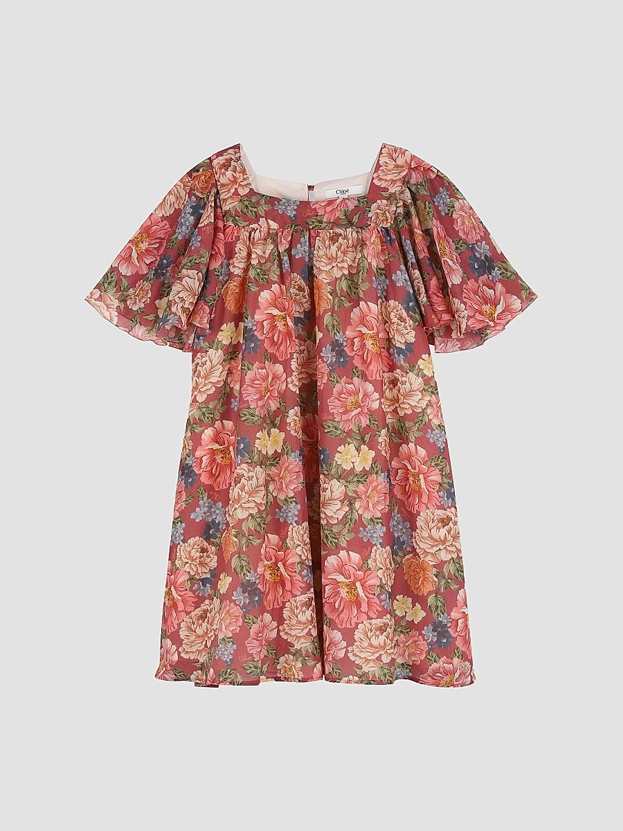 Girl's Little Girl's & Girl's Floral Cotton-Silk Shift Dress - Garnet Rose - Size 12