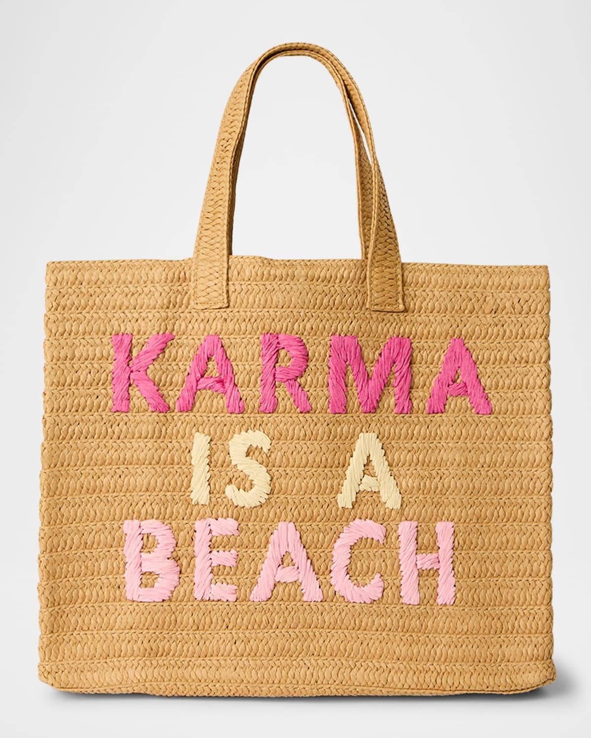 Karma is a Beach Straw Tote Bag
