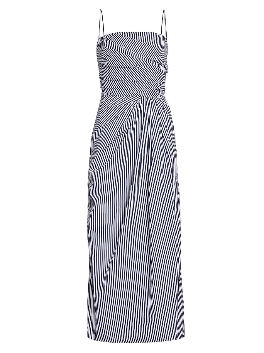 Women's Cari Stripe Poplin Midi-Dress - Navy White - Size 6