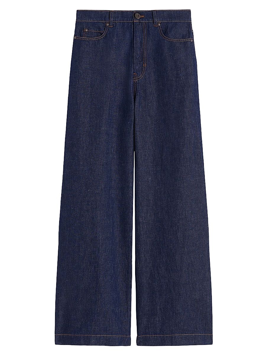 Women's Linen and Cotton Denim Jeans - Navy - Size 16