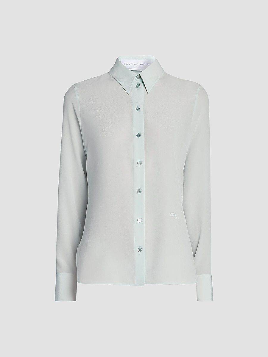 Women's Iconic Silk Shirt - Frosty Blue - Size 2