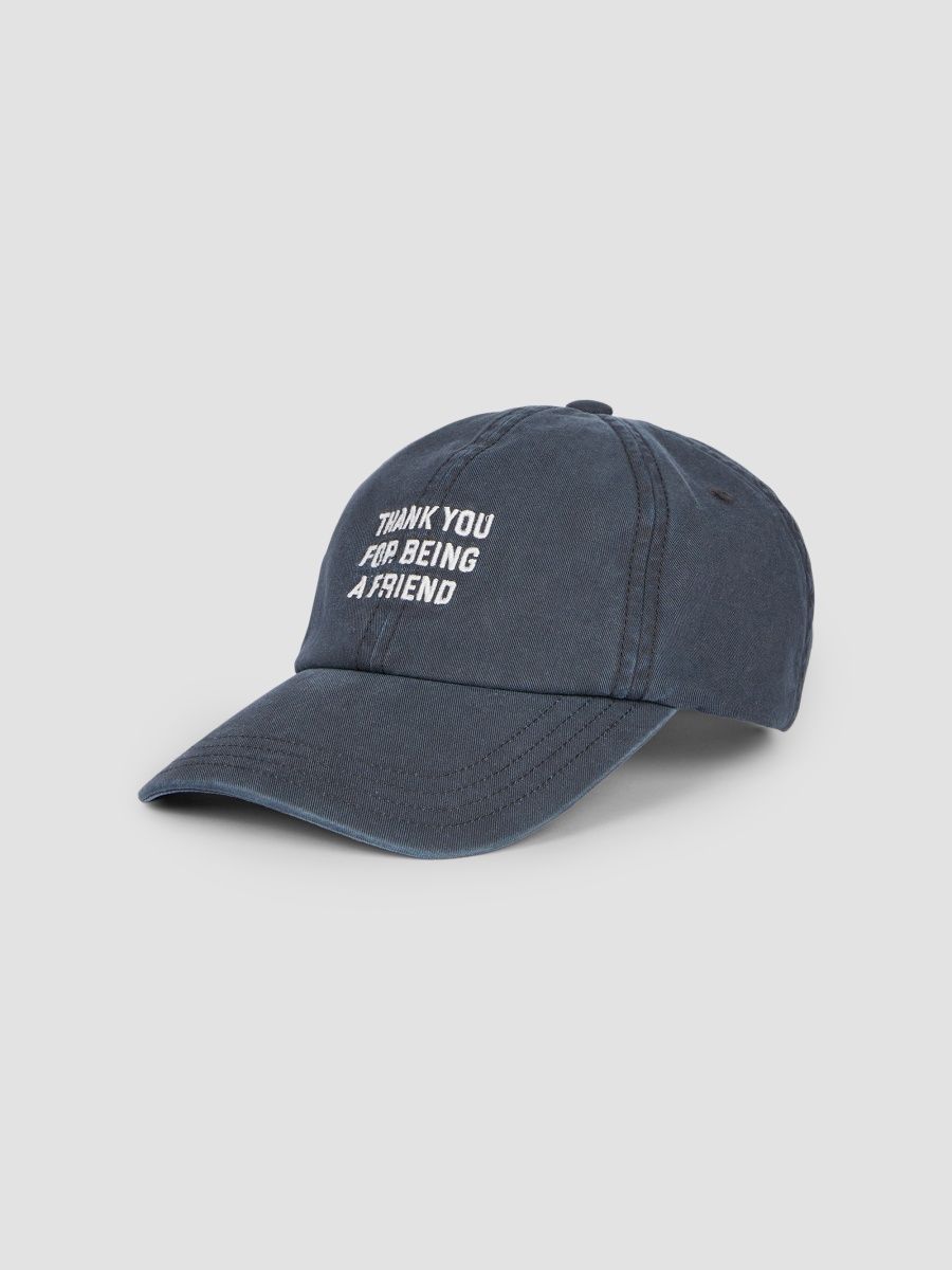 AMI Paris Men's Embroidered Cotton Cap - Black Washed
