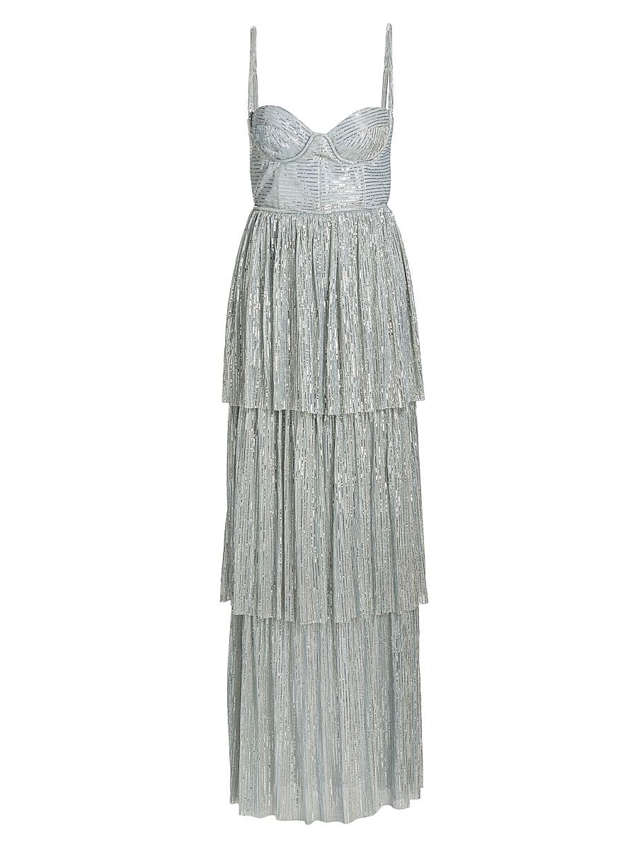 Women's Altair Sequined Tiered Dress - Sky Silver - Size XS