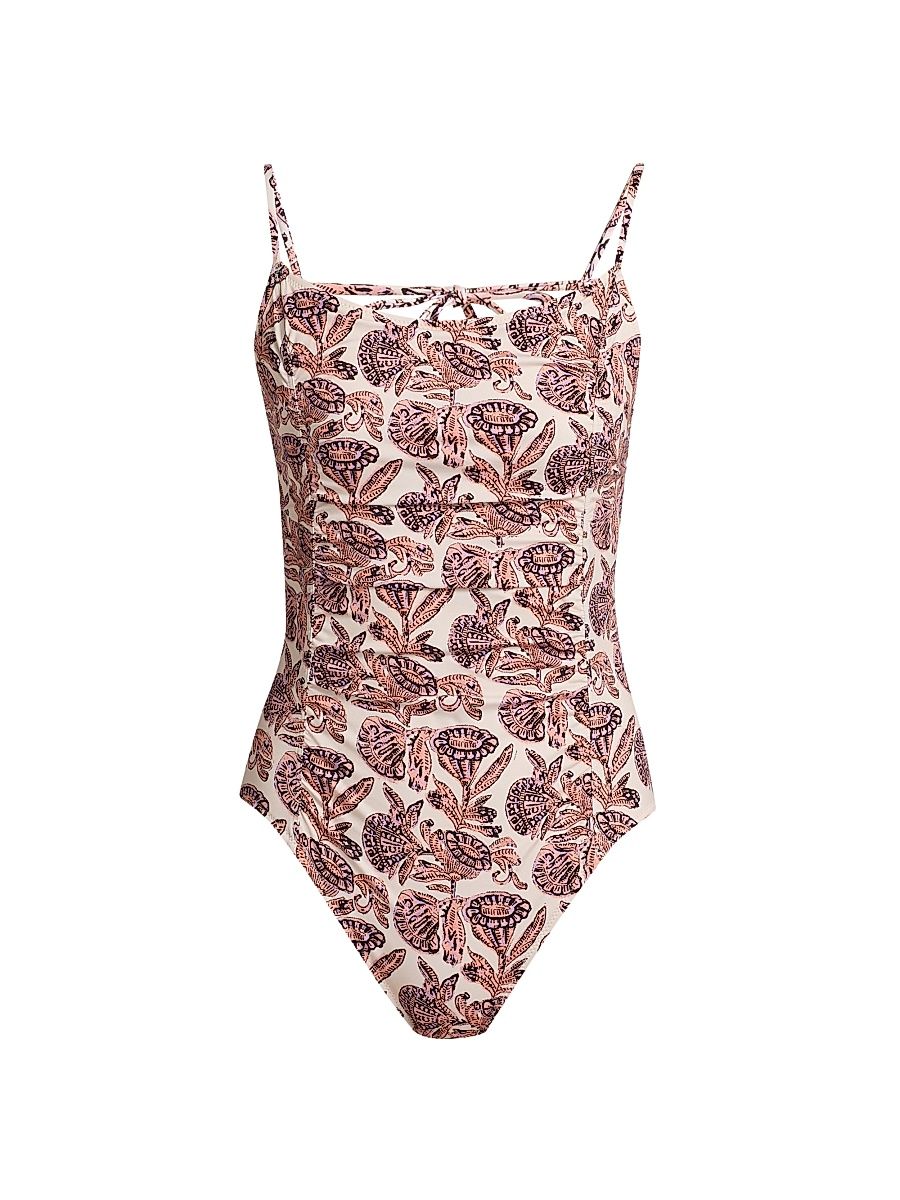 Ulla Johnson Women's Annine Printed One-Piece Swimsuit - Limestone - Size Large