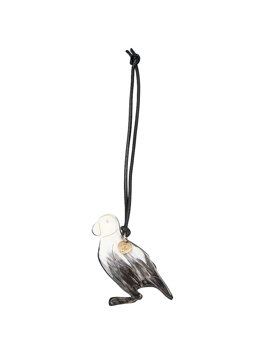 Women's Puffin Cotton-Leather Bag Charm - Black