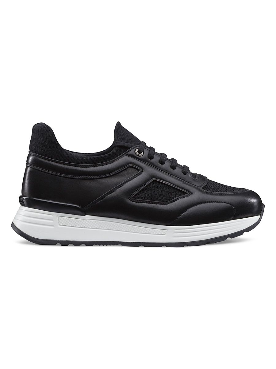 Men's Functional Calf Skin Sneakers - Black - Size 12