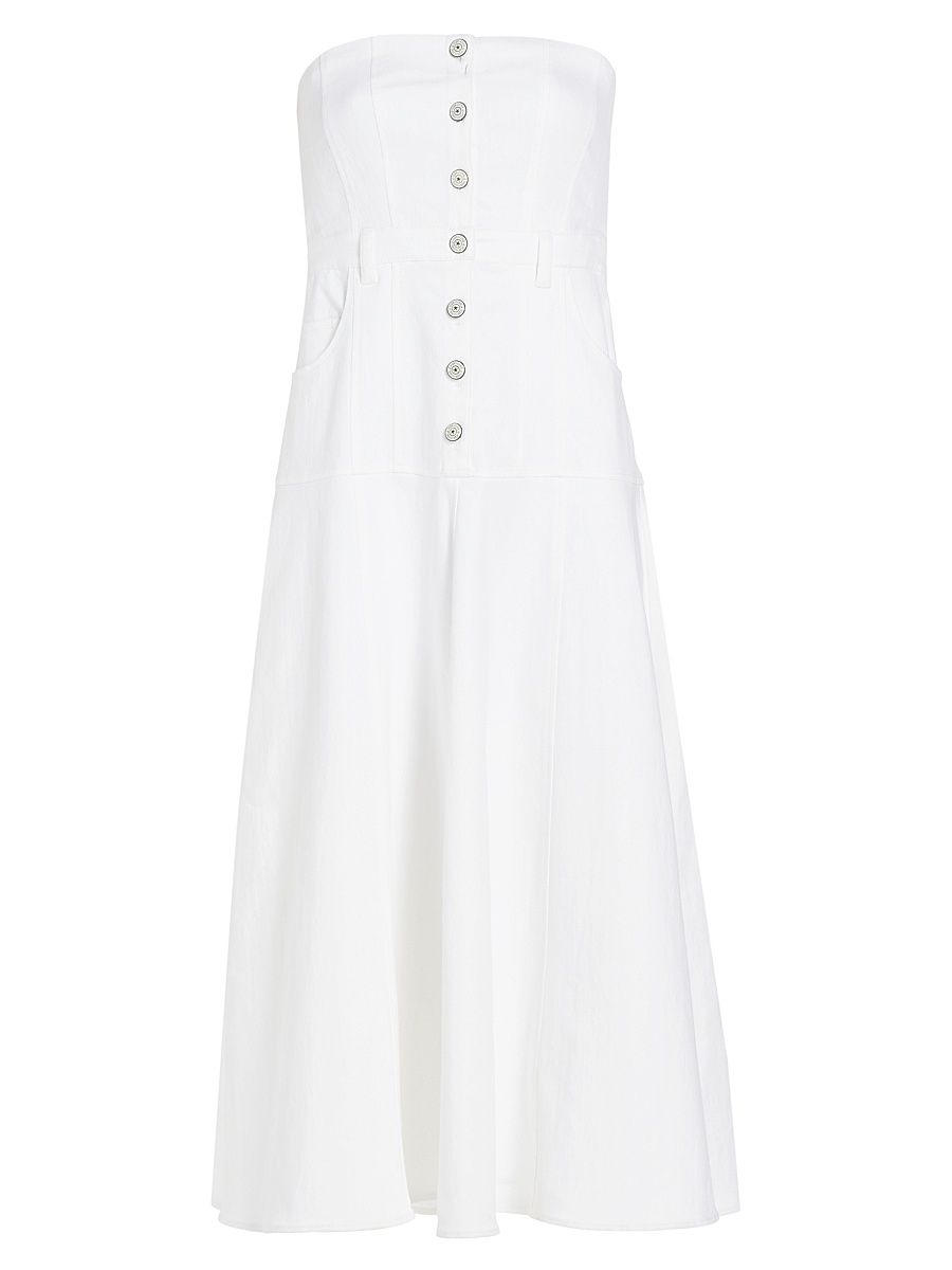 Women's Veena Denim Strapless Midi-Dress - White - Size 16