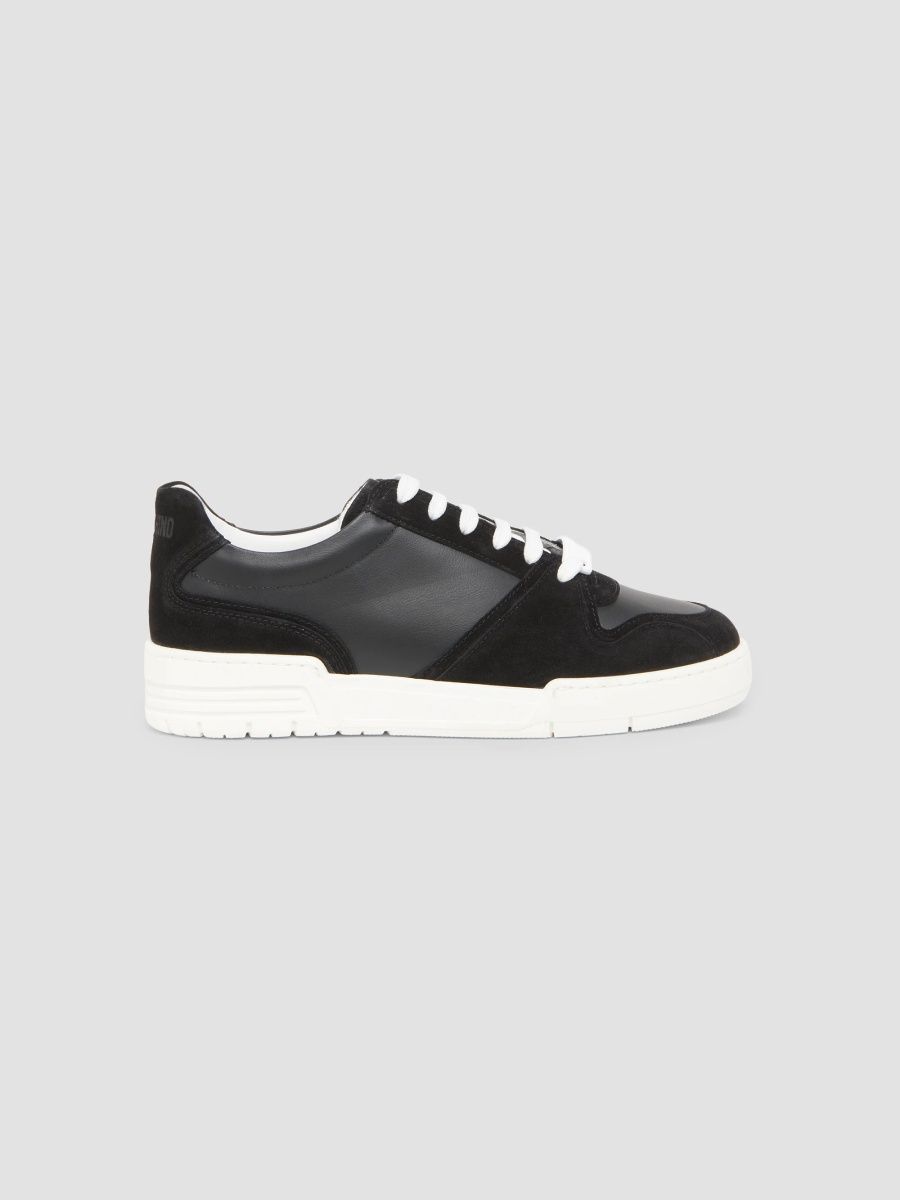 Moschino Men's Leather Low-Top Sneakers - Black - Size 13