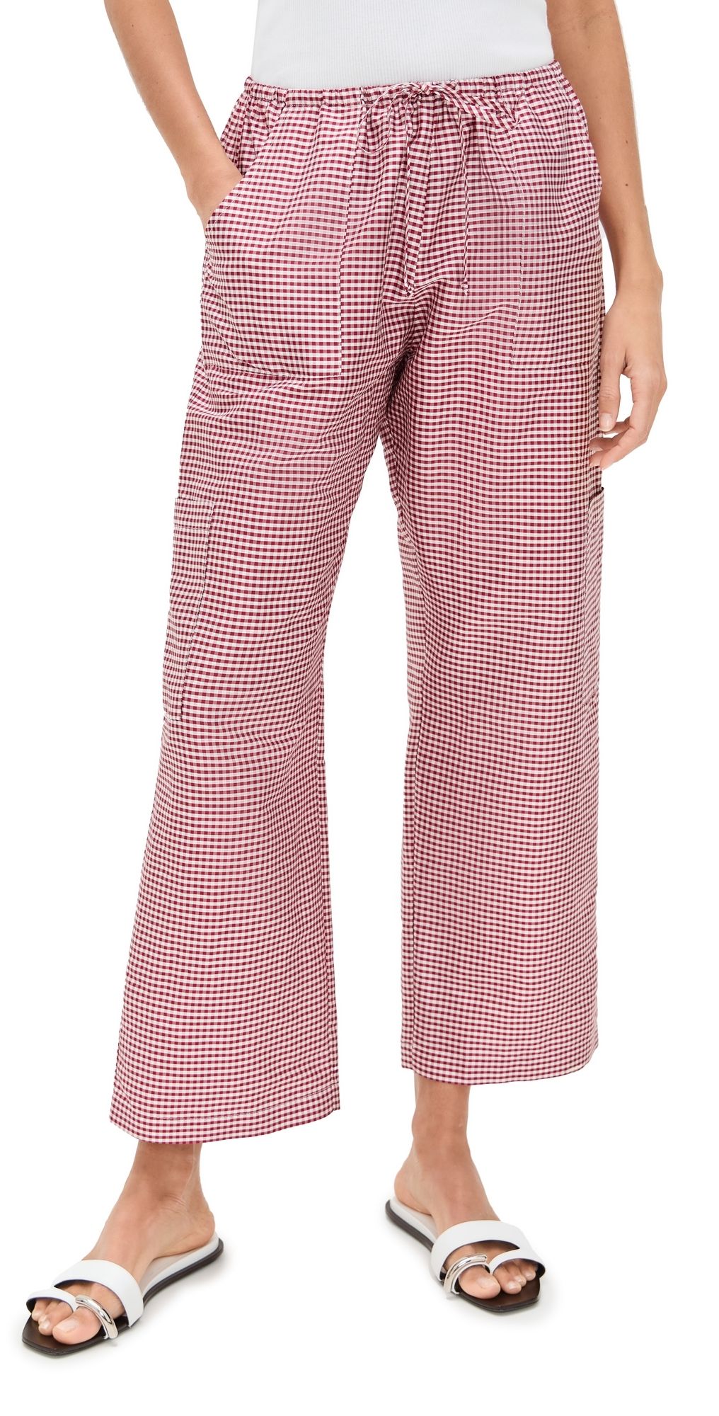 DONNI. The Taffeta Gingham Drawstring Cargo Pants Bell Pepper XXL