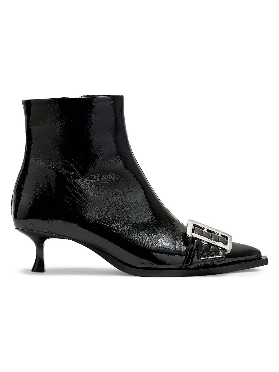 Women's 50MM Buckle-Detail Faux-Leather Boots - Black - Size 7