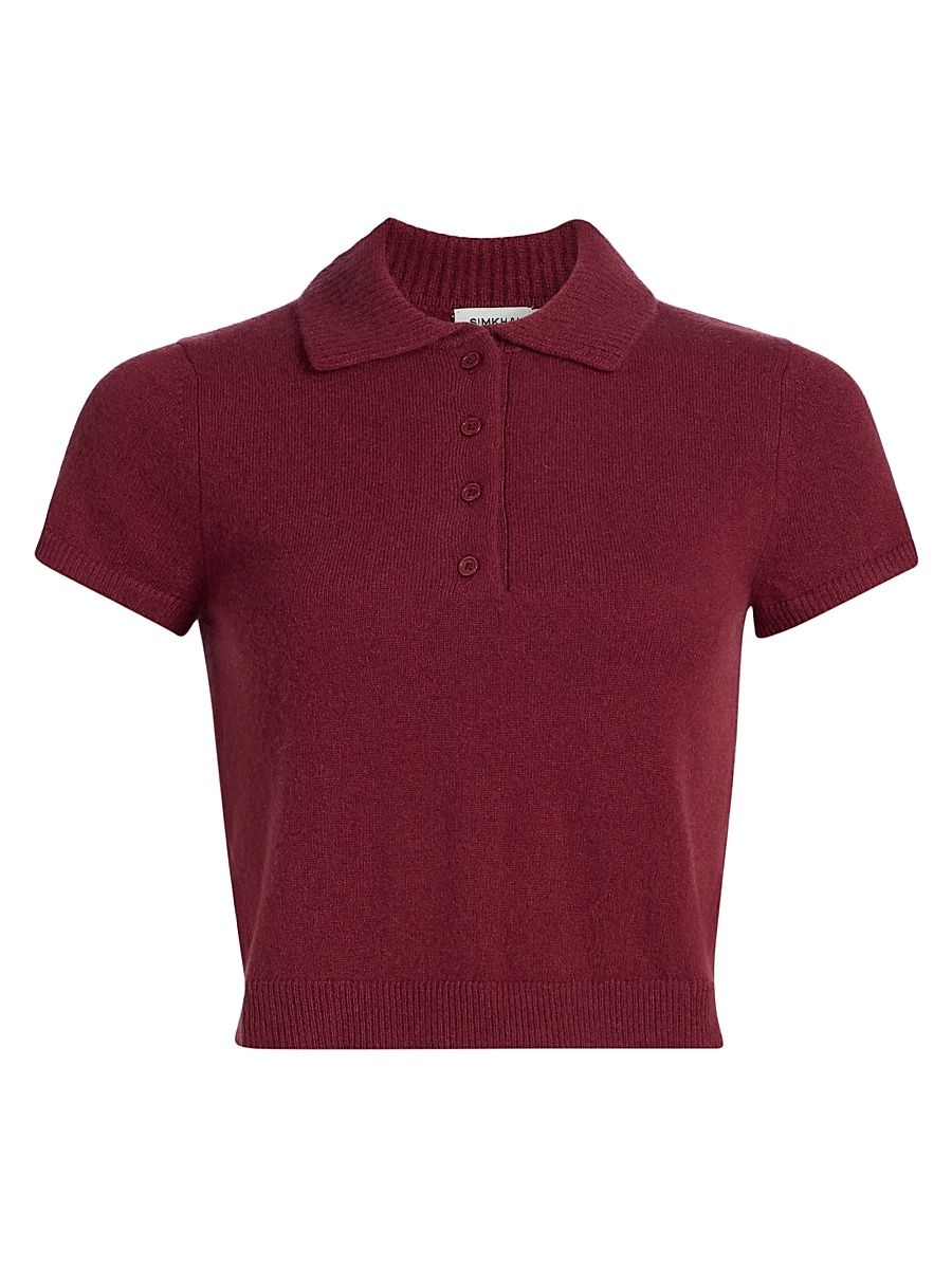 Women's Twila Cashmere Polo Shirt - Cranberry - Size Medium
