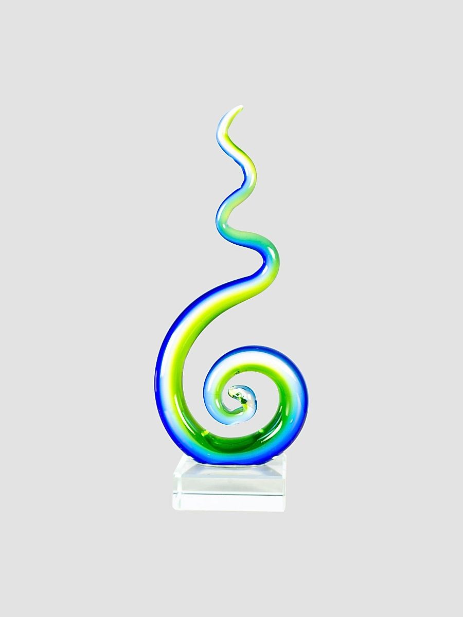 Coastal Whirl Handcrafted Art Glass Sculpture - Multi