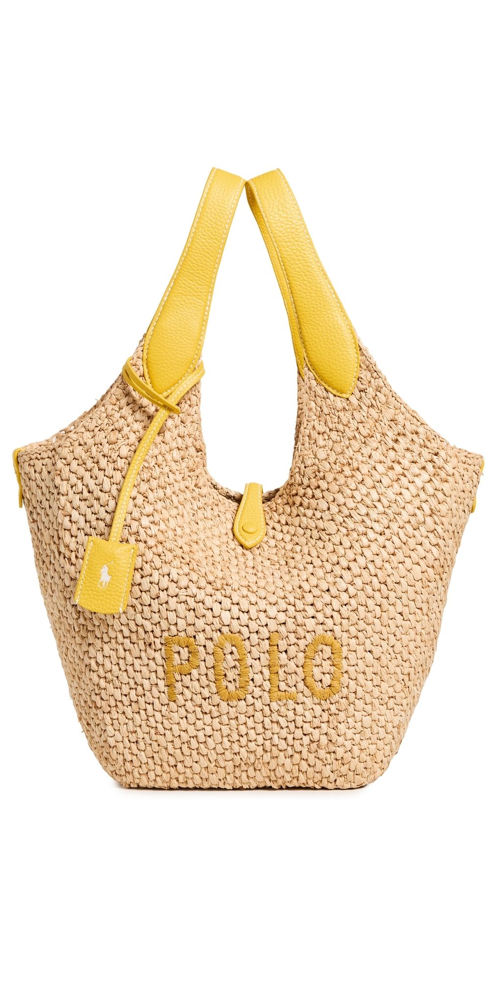 Polo Ralph Lauren Raffia Play Medium Tote Natural/Canary Yellow One Size