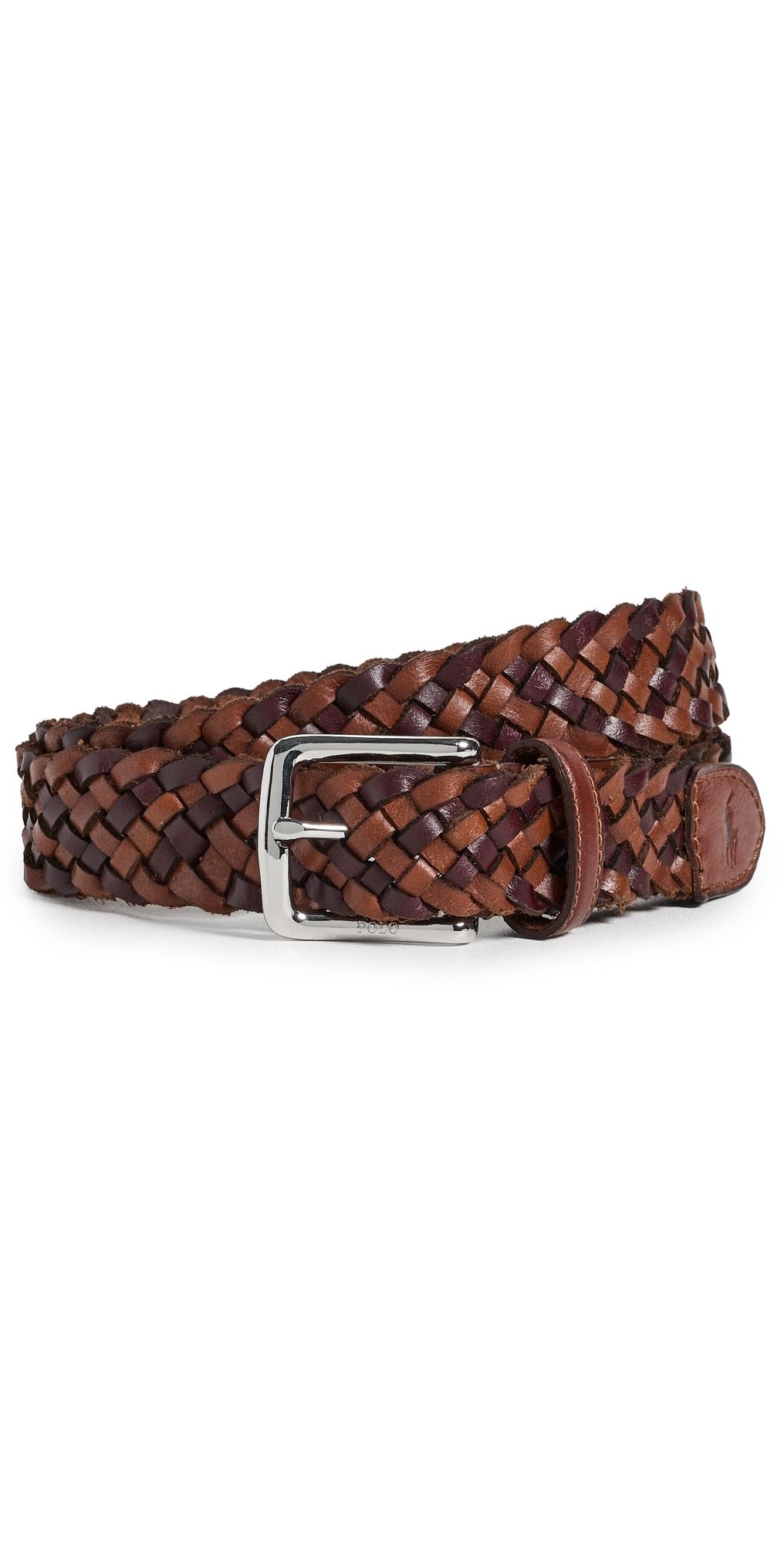 Polo Ralph Lauren Westend Braided Belt Saddle/Dark Brown 42