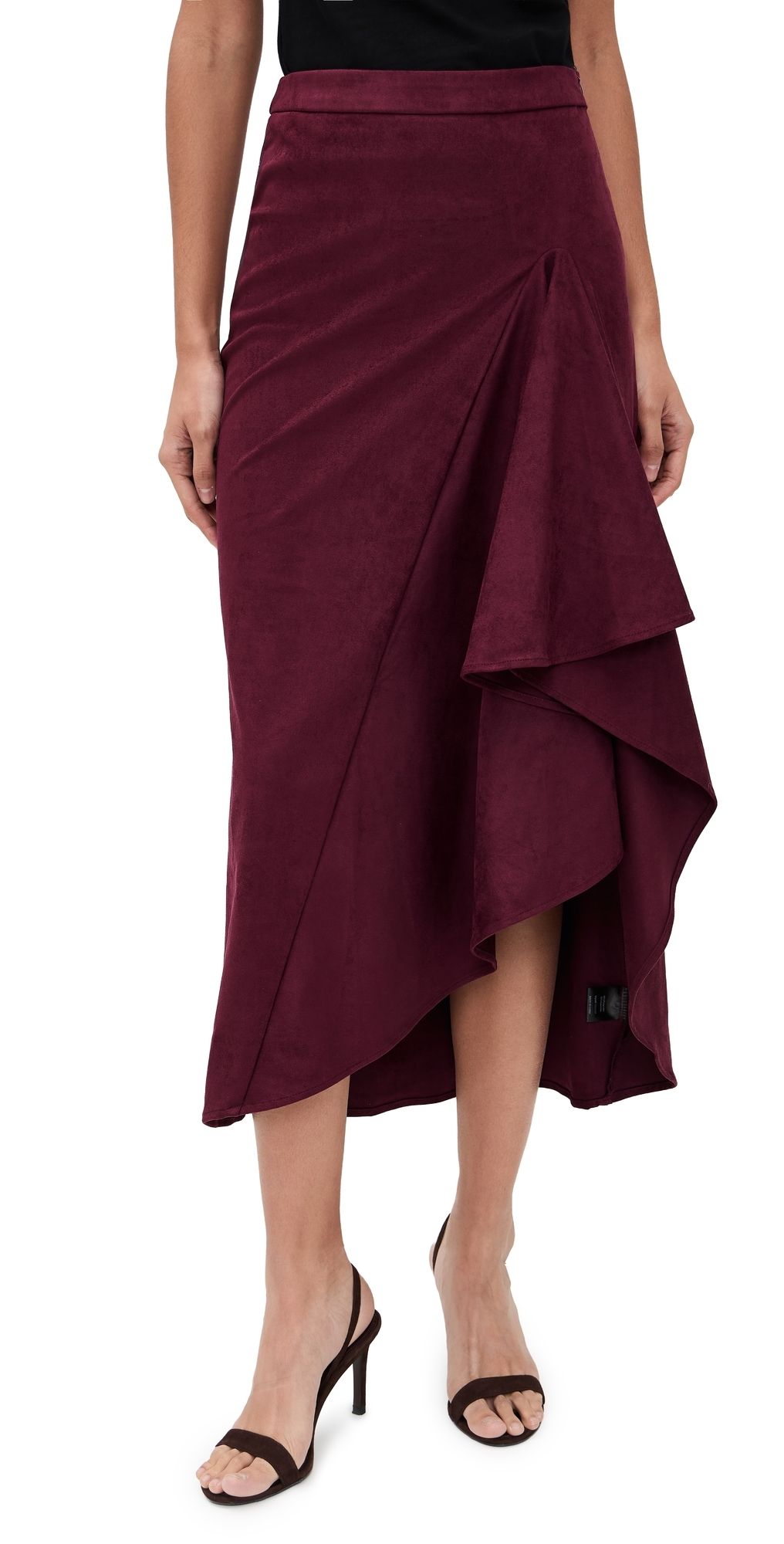 Line & Dot Valen Faux Suede Skirt Maroon M