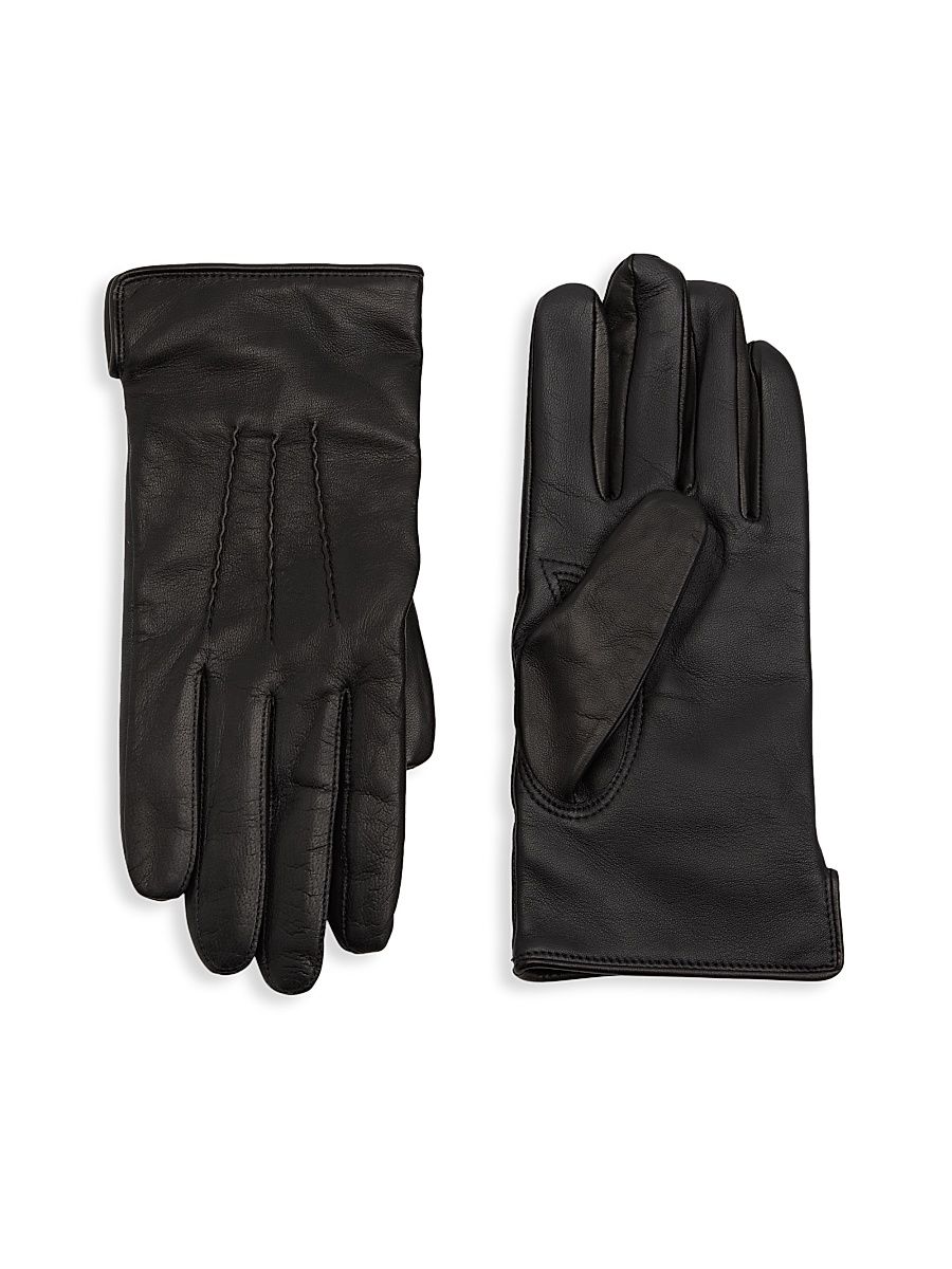 Men's COLLECTION Nappa Touch Tech Leather Gloves - Black - Size Small