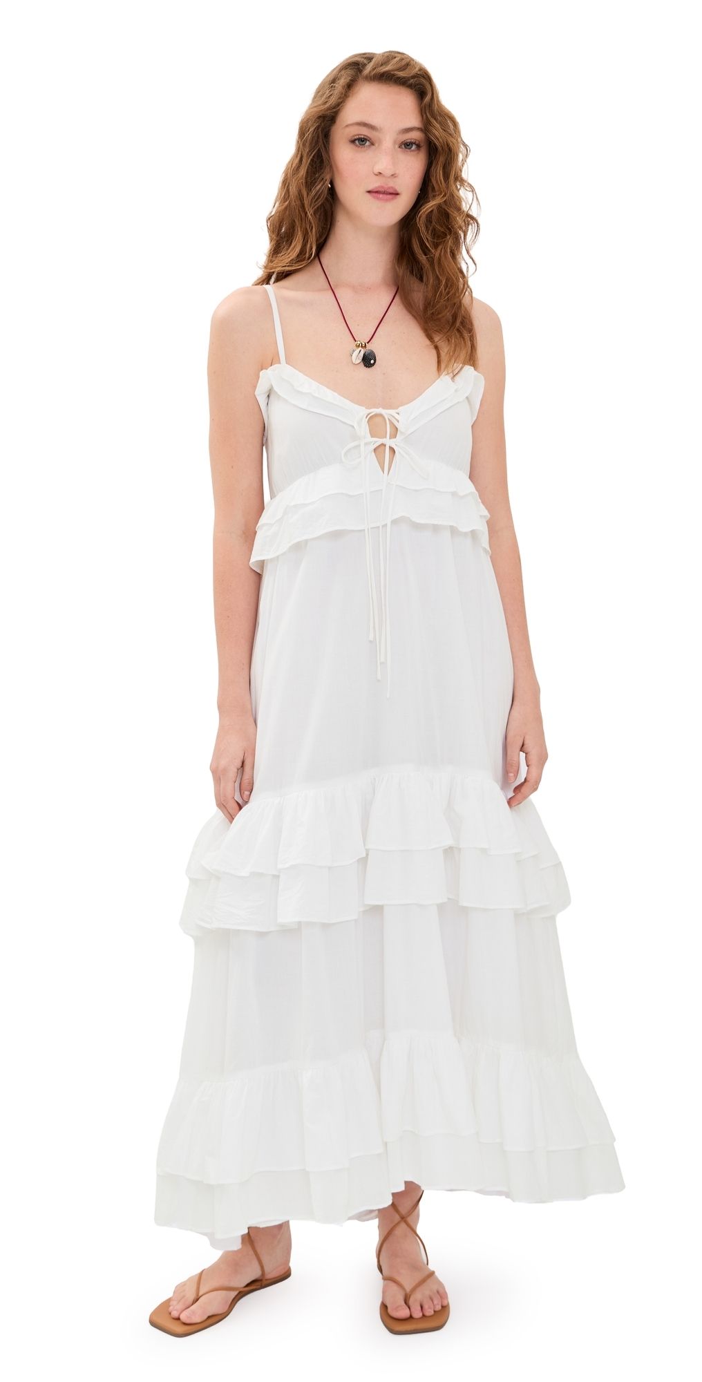 Show Me Your Mumu Freya Maxi Dress White Voile M