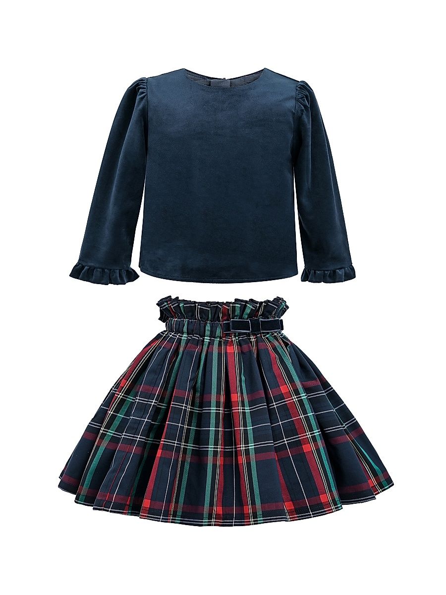 Little Girl's Two-Piece Bow Skirt Set - Navy - Size 36 Months