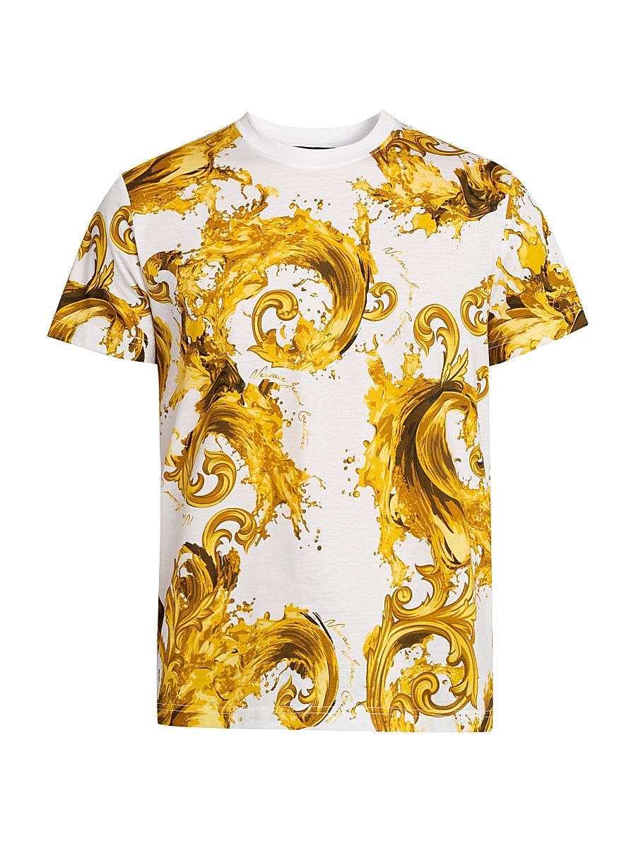 Men's Filigree Cotton Crewneck T-Shirt - White Gold - Size XXXL