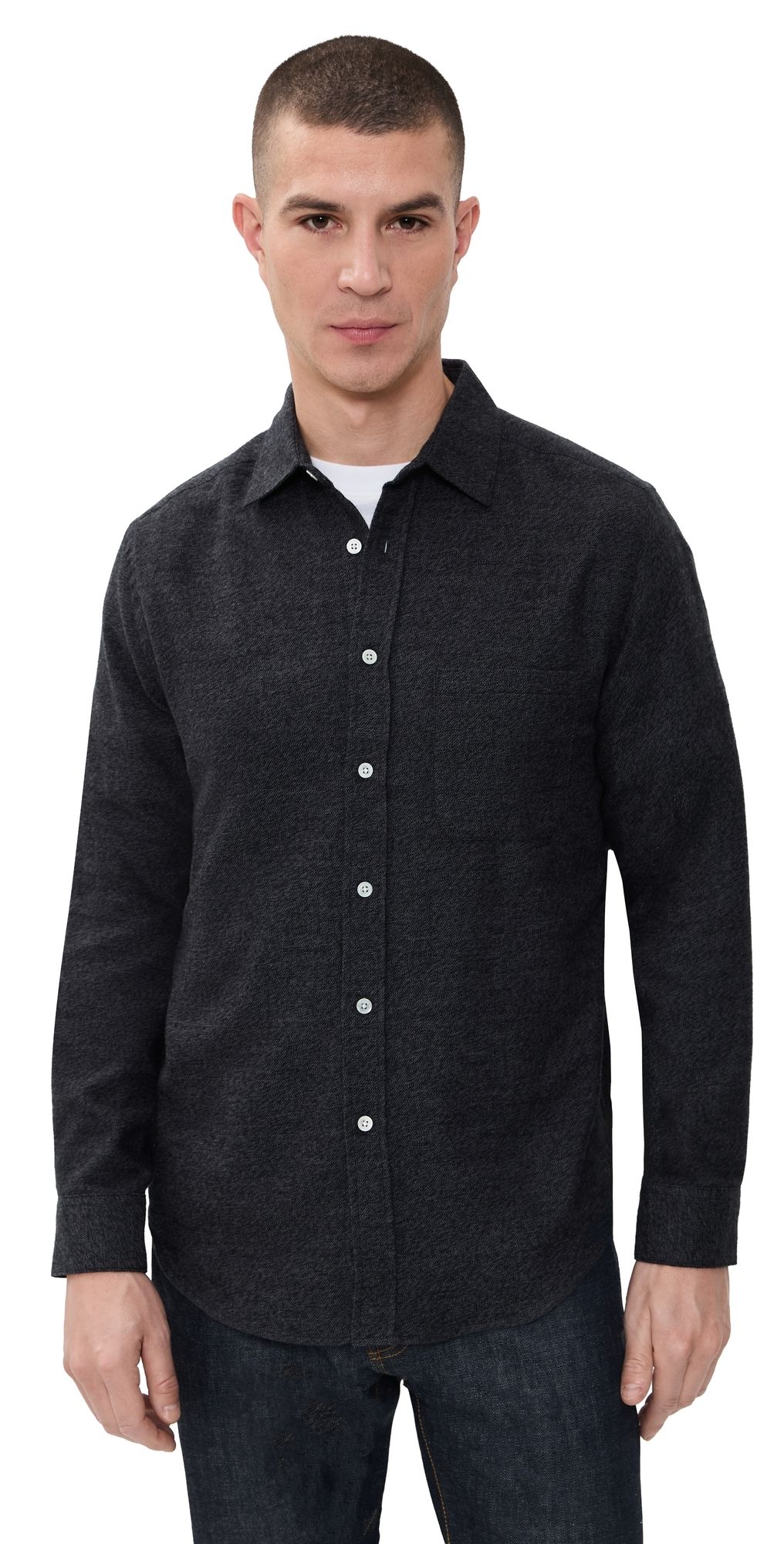 Portuguese Flannel Teca 2.0 Brushed Flannel Button Down Shirt Grey M