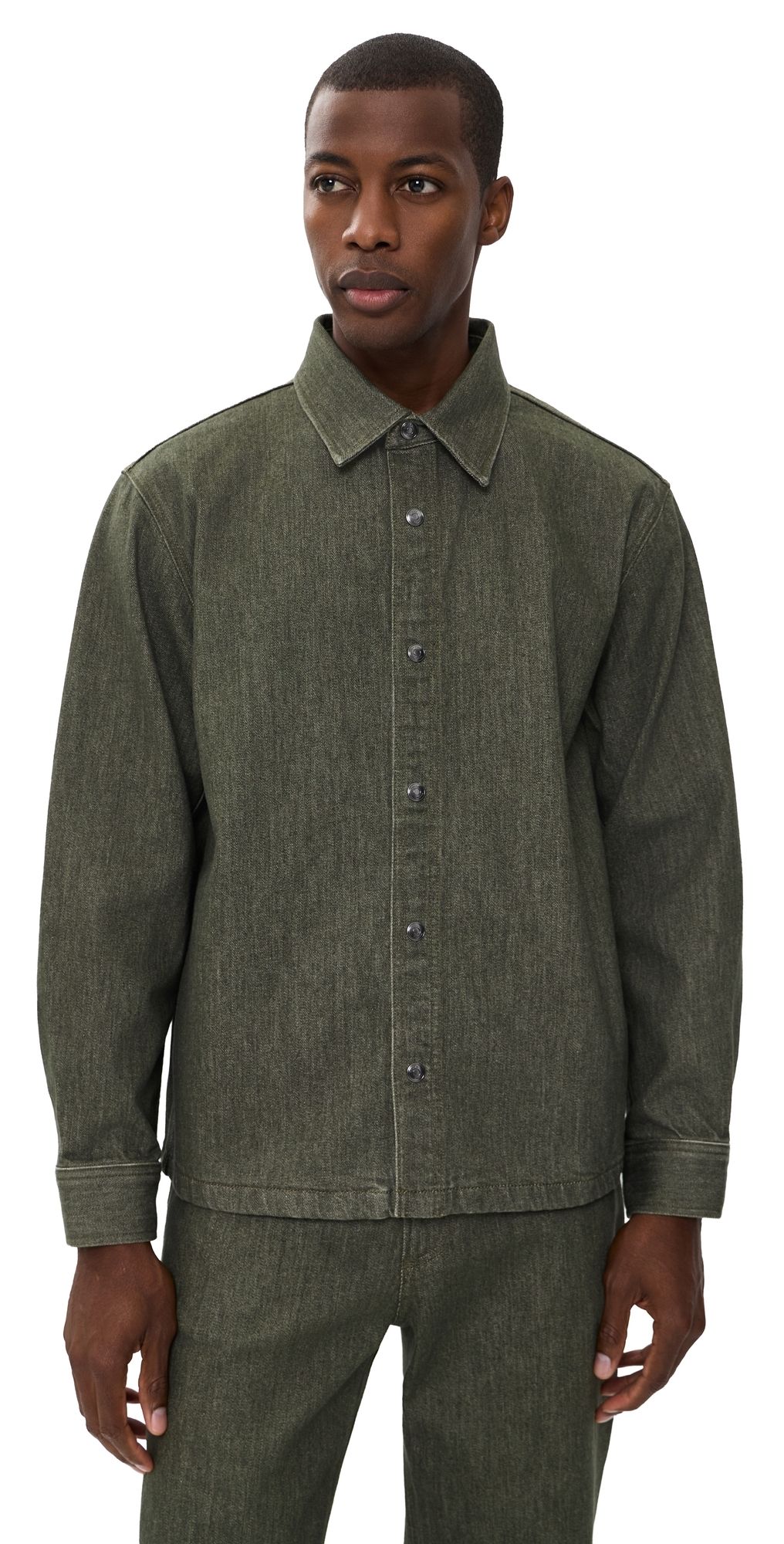 Theory Denim Button Down Shirt Army XXL