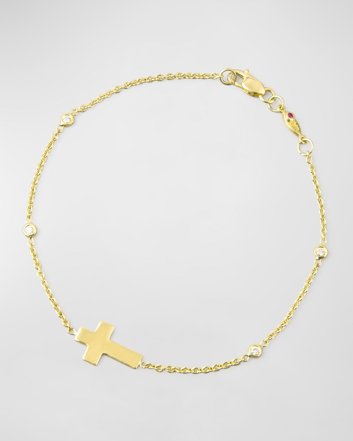 Integrated Cross Diamond Bracelet, Yellow Gold
