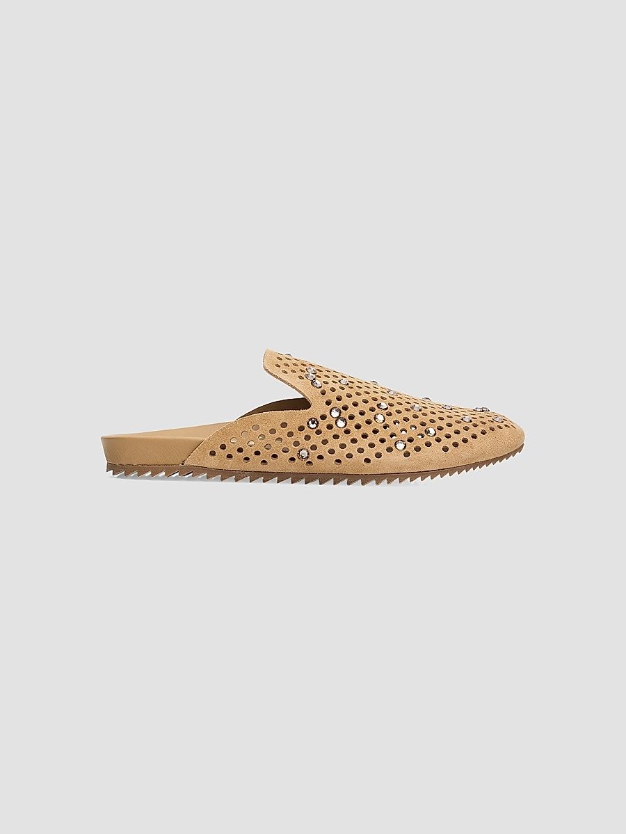 Pedro Garcia Women's Braidy Perforated Suede Mules - Dijon Castoro Greige - Size 12
