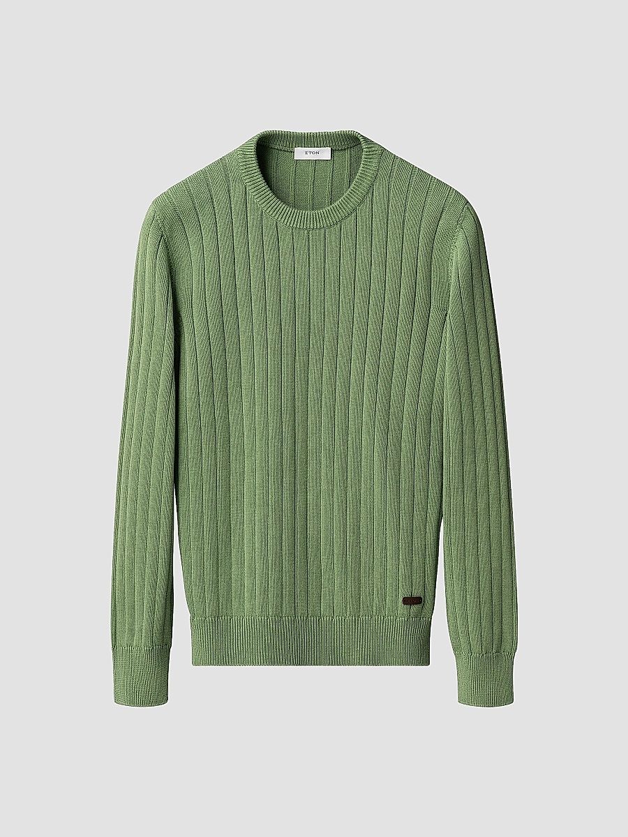 Eton Men's Knit Crewneck Sweater - Green - Size XXL