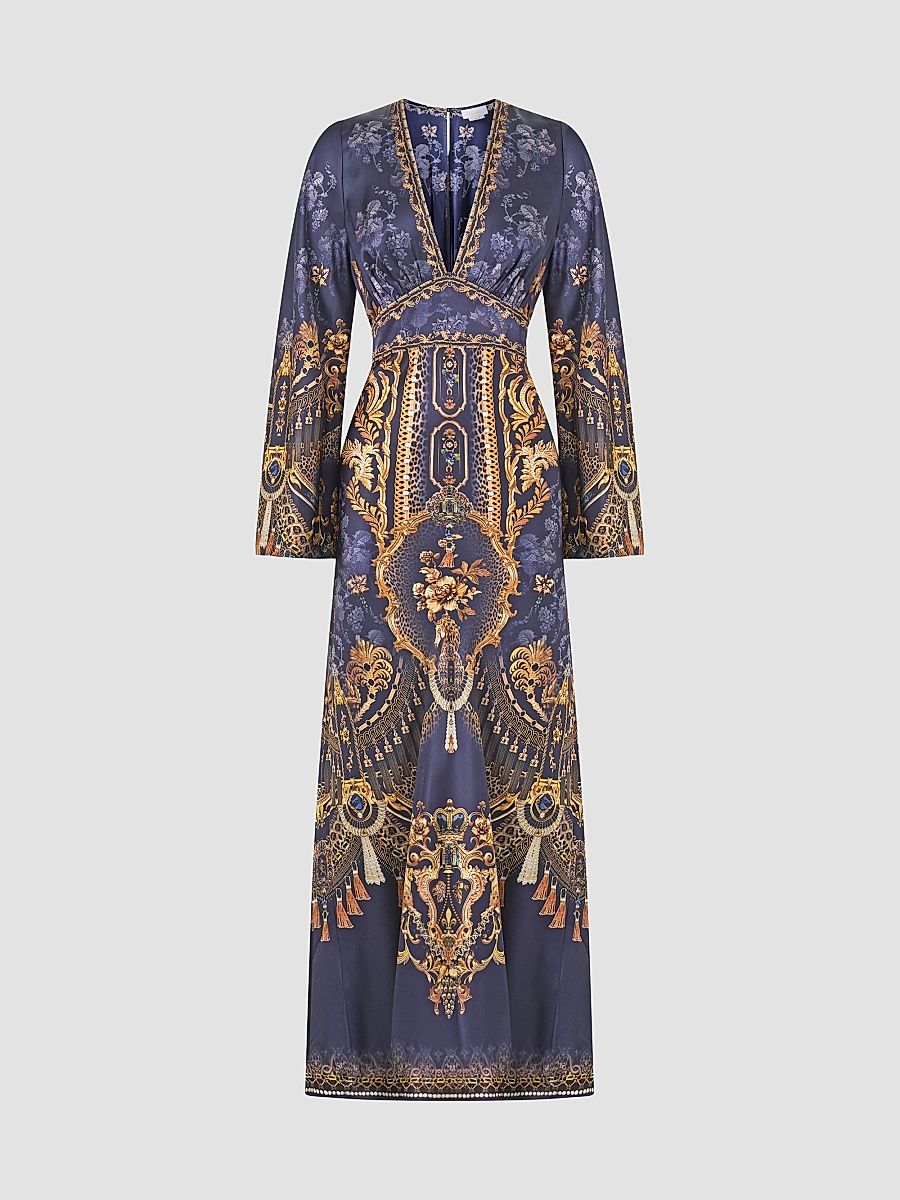 Camilla Women's Printed Column Maxi Dress - Navy - Size XS