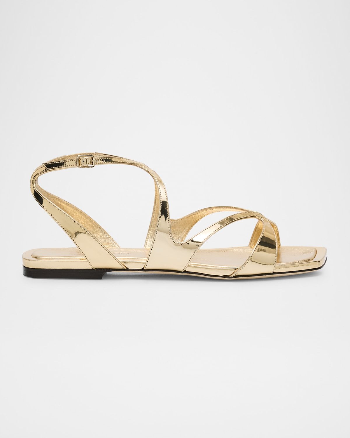 Ayla Metallic Leather Ankle-Strap Sandals