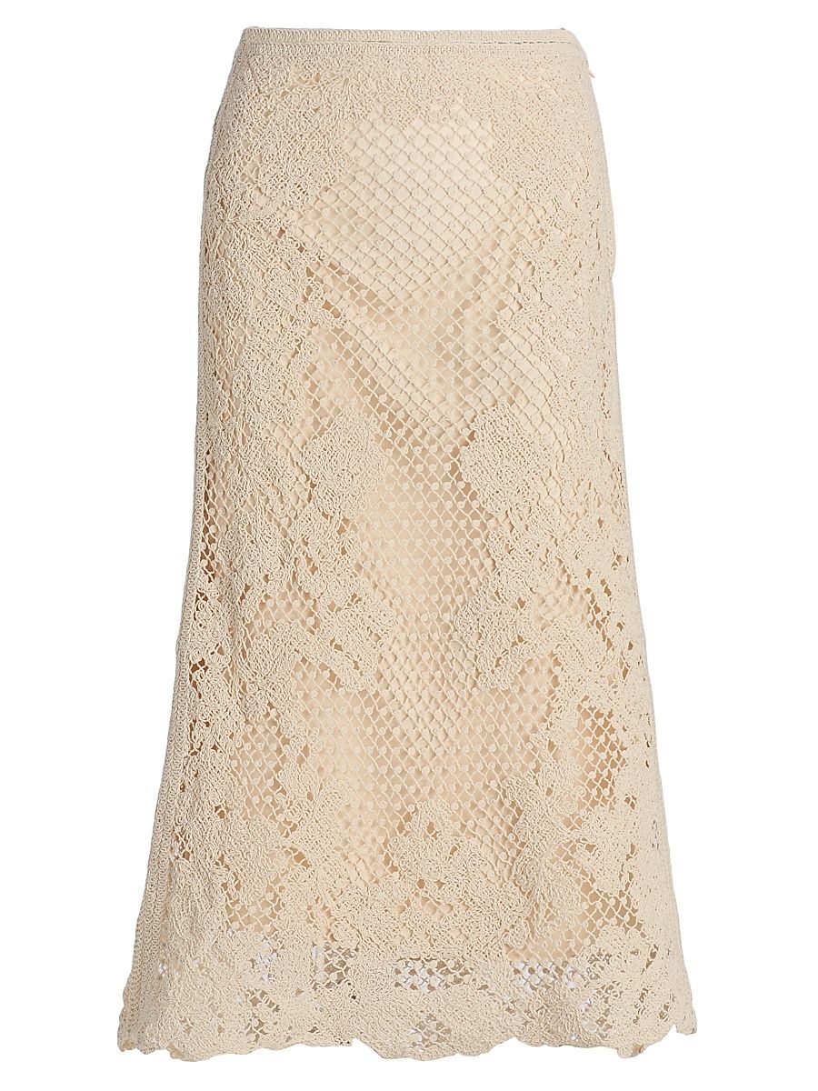 Women's Lainey Crochet Midi-Skirt - Ecru - Size XXL