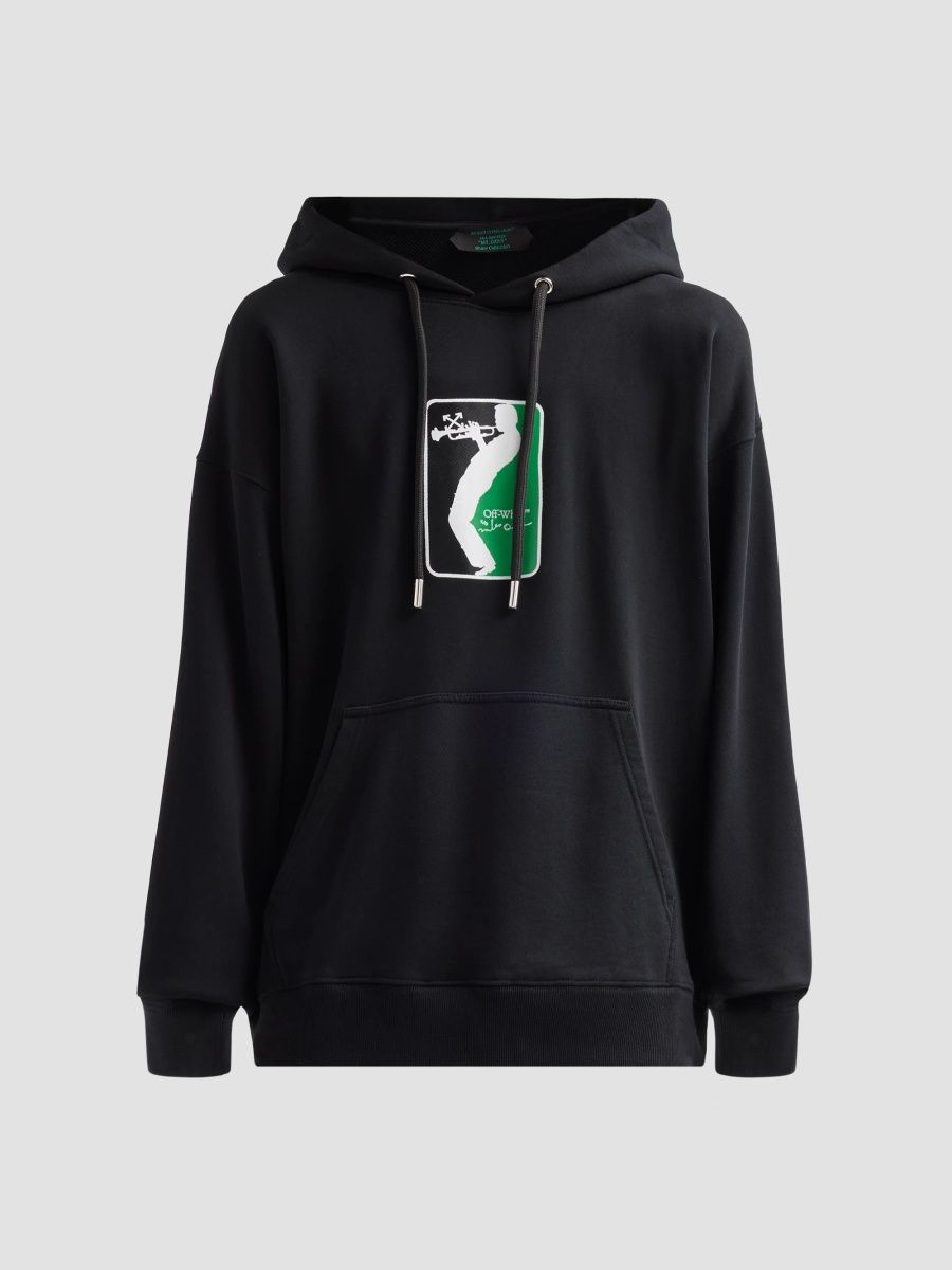 Off-White Men's League Skate Cotton Hoodie - Black - Size XXL