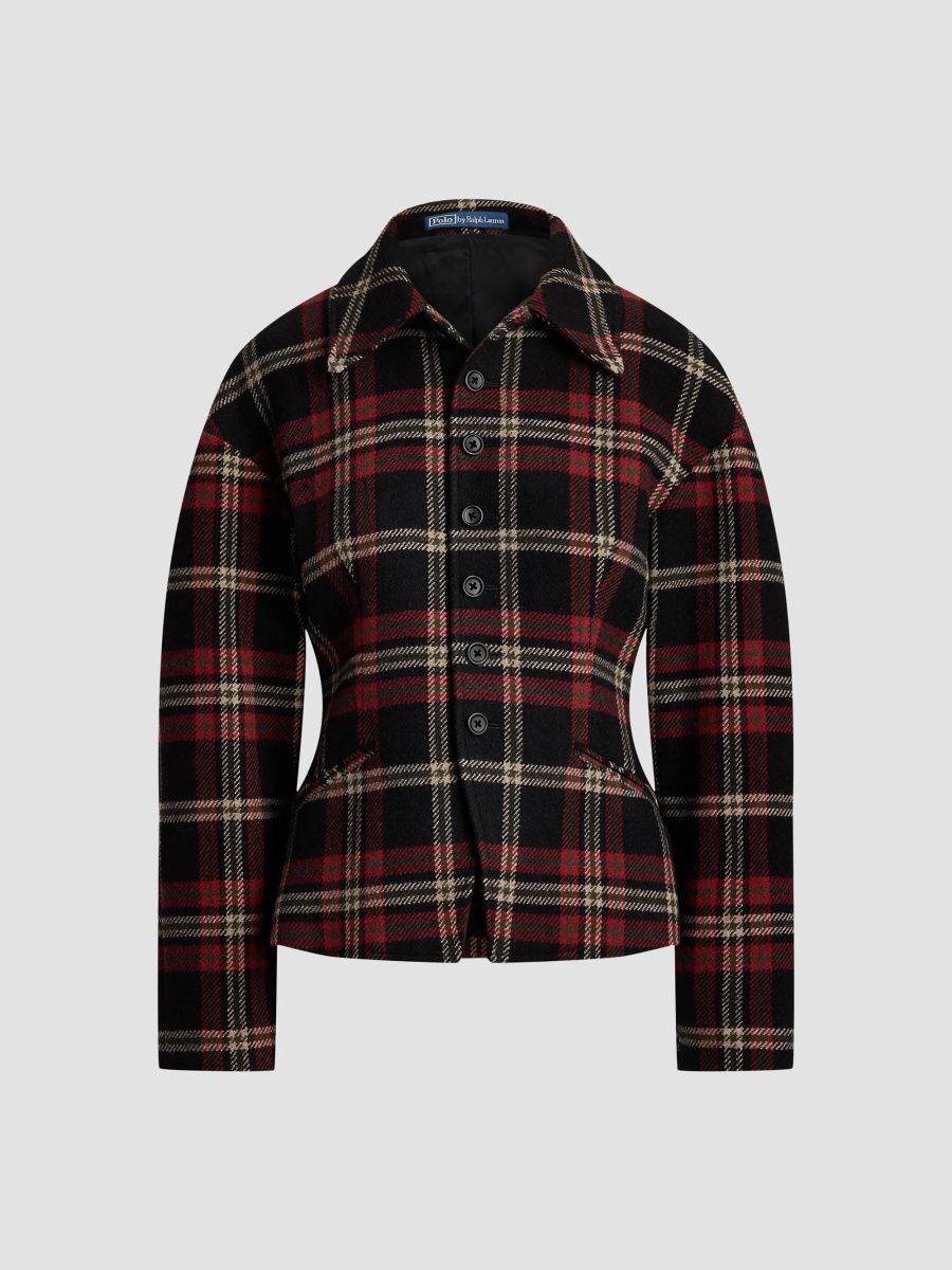 Polo Ralph Lauren Women's Plaid Wool-Blend Tweed Jacket - Red - Size 8