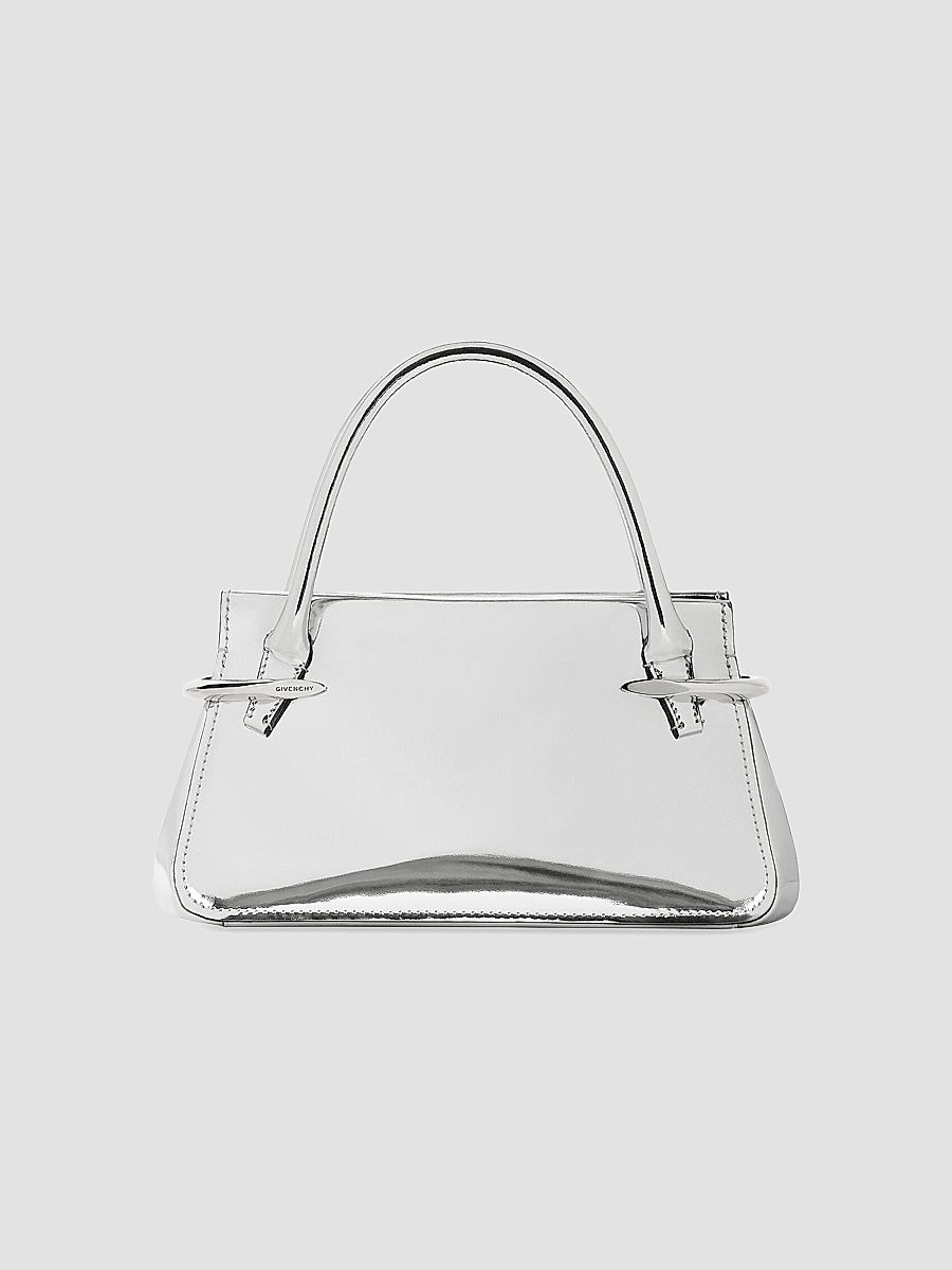 Givenchy Women's Mini Pinch Top Handle Bag in Mirror Effect Leather - Silvery
