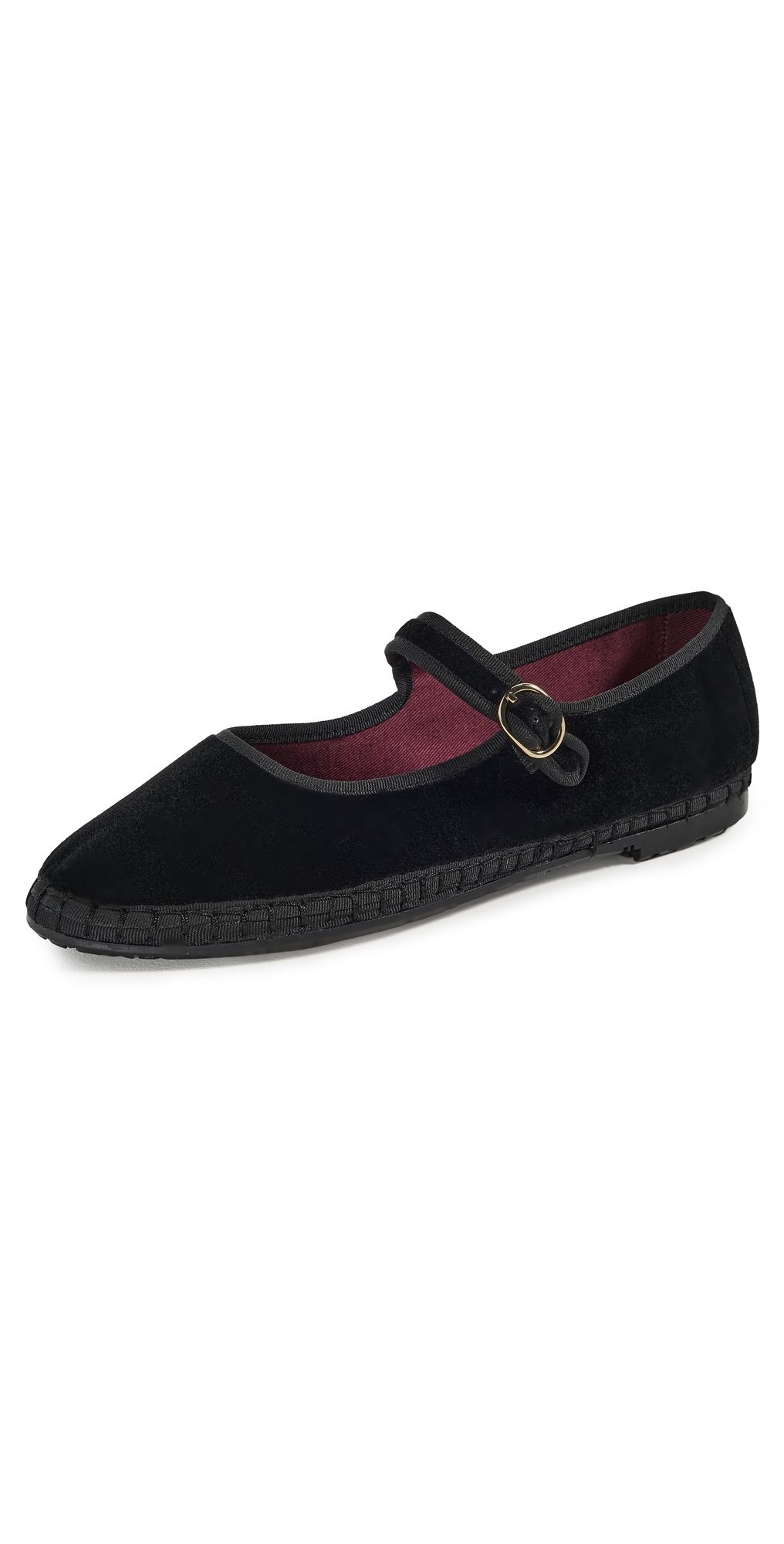 Flabelus Velvet Mary Jane Flats Black 38