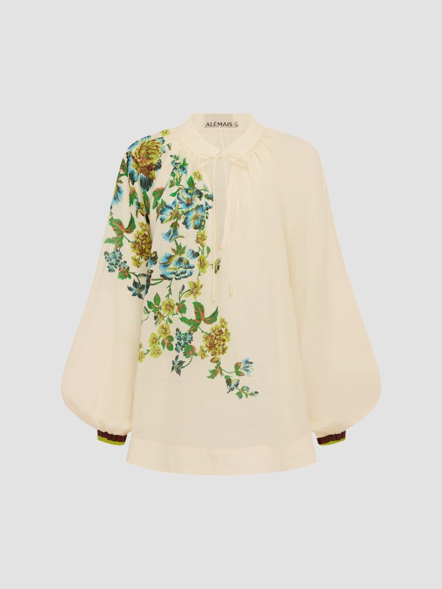 Women's Phyllis Floral Blouson Top - Cream - Size 8