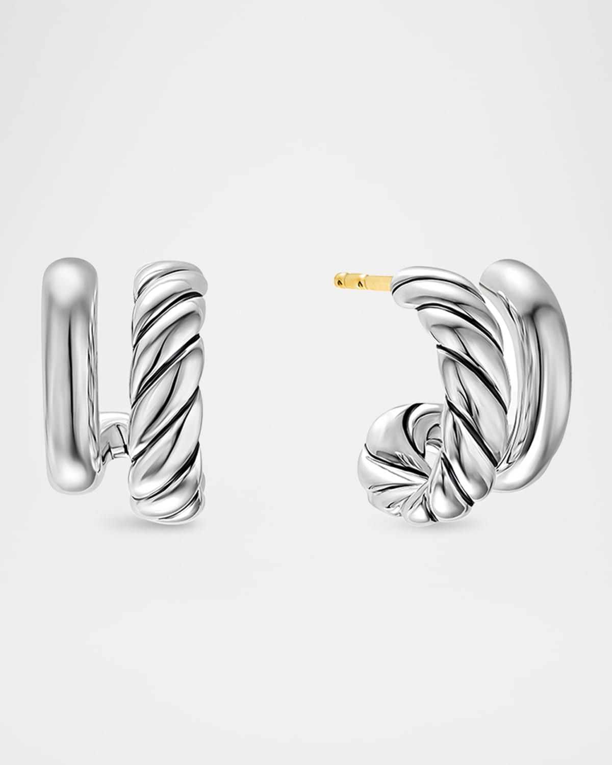 DY Mercer Double Hoop Huggie Earrings in Silver