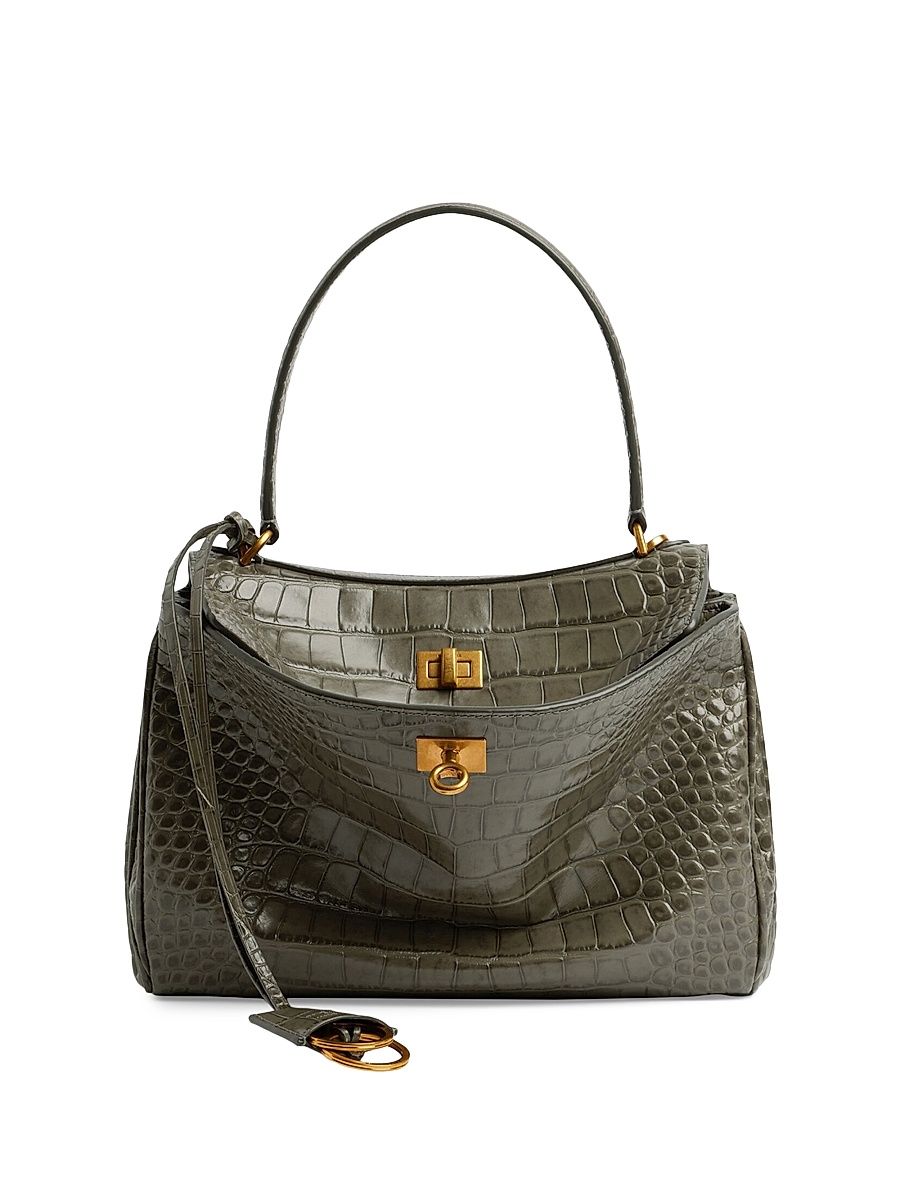Women's Rodeo Small Crocodile Embossed Shoulder Bag - Army Green