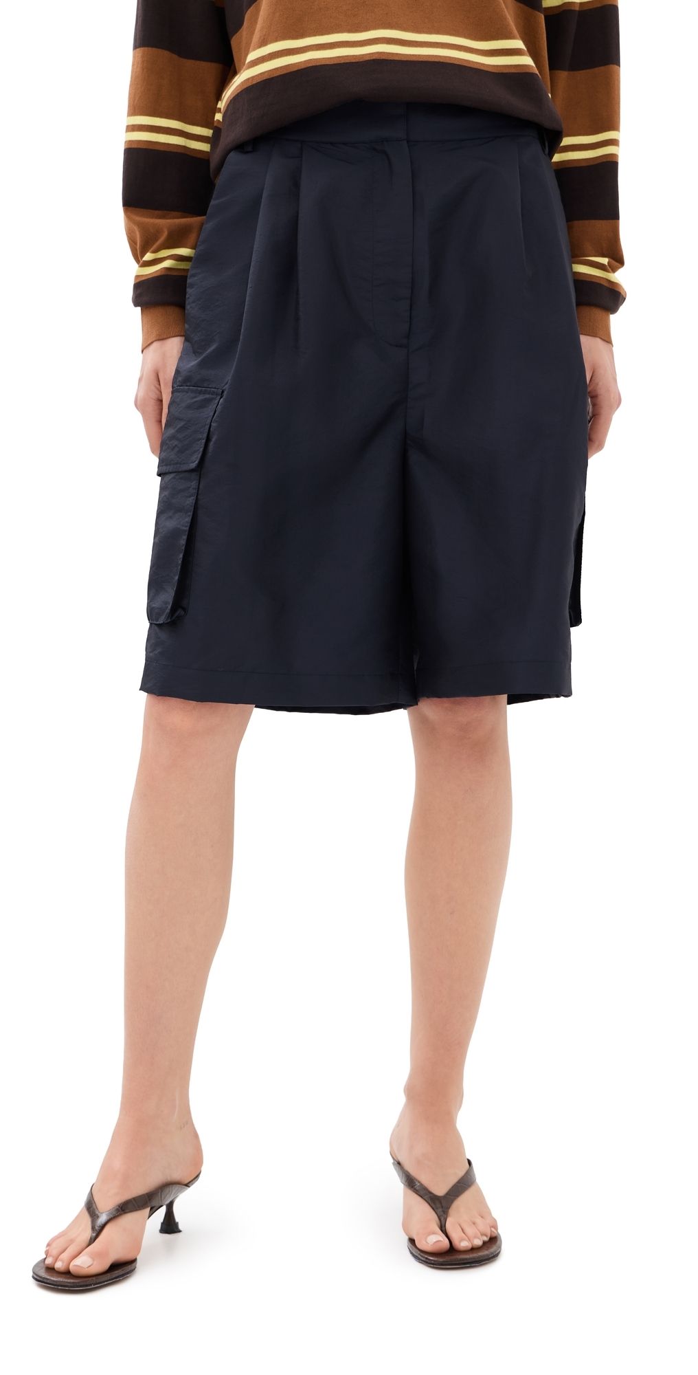 Tibi Crispy Nylon Stella Shorts Navy 0