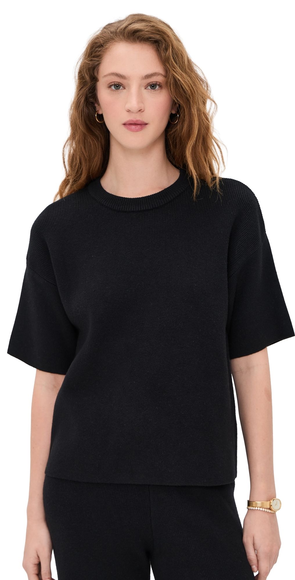 English Factory Collar Knit Half Sleeves Top Taupe XS