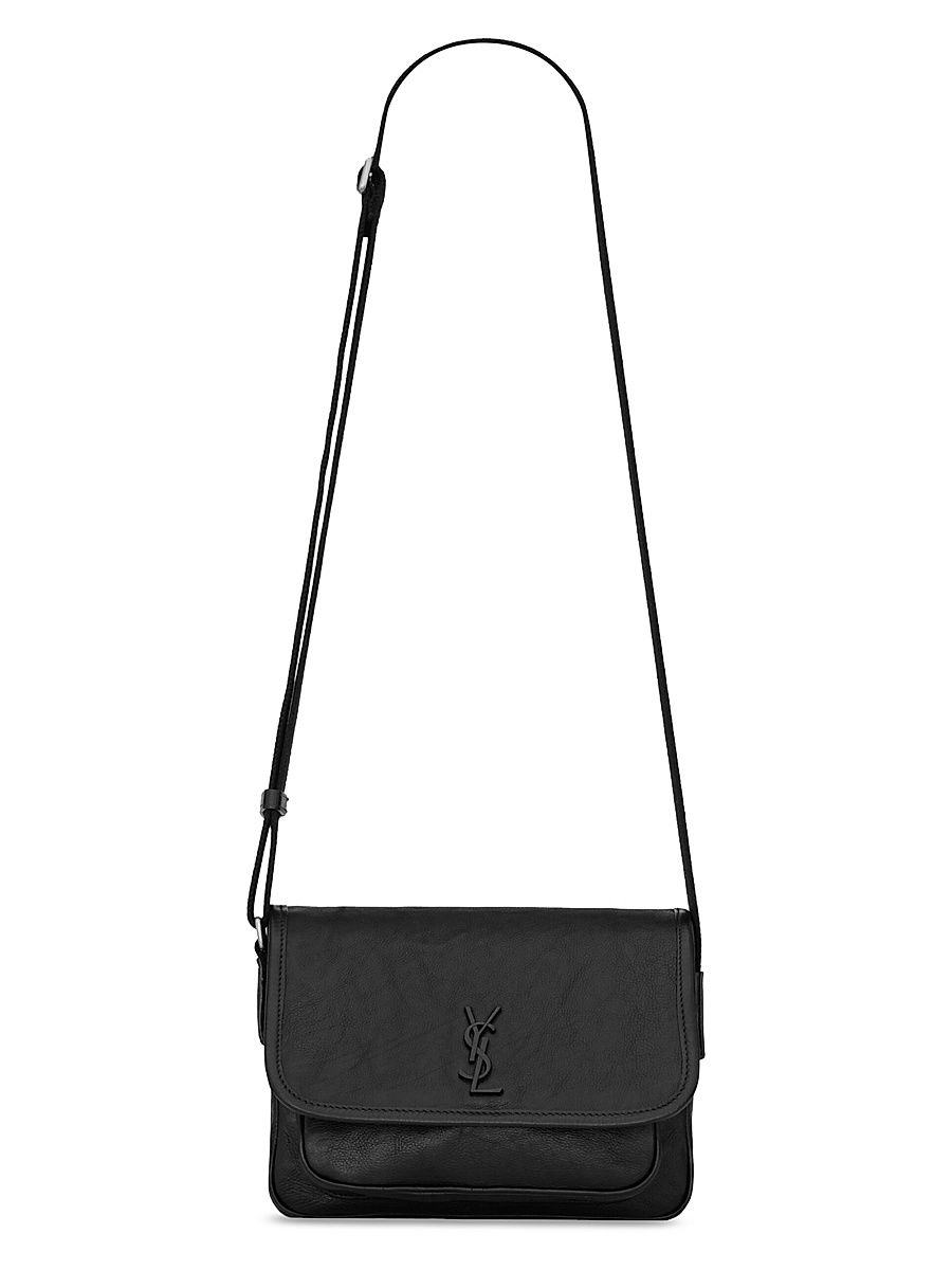 Men's Niki Small Messenger in Grained Leather - Black