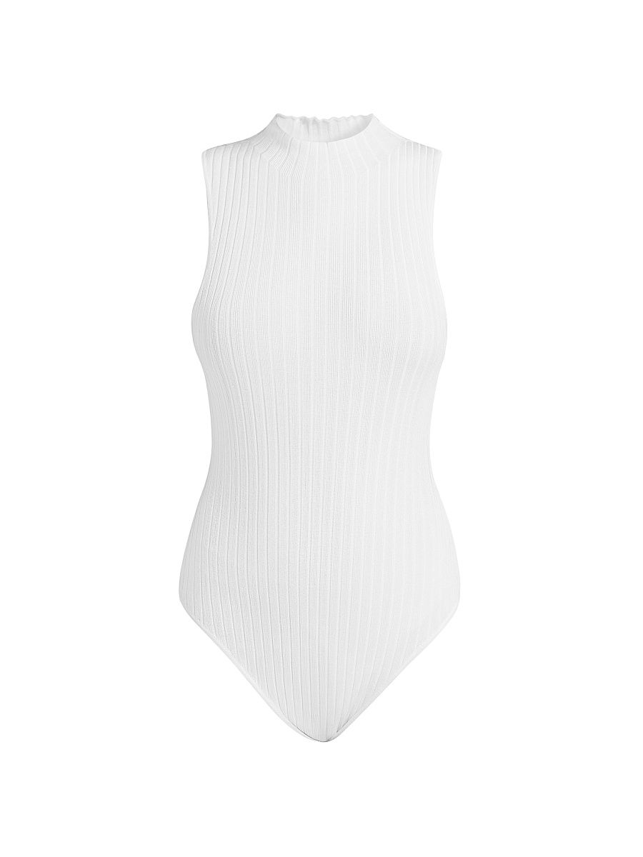 Women's Mika Rib-Knit Sleeveless Bodysuit - Optic - Size XL