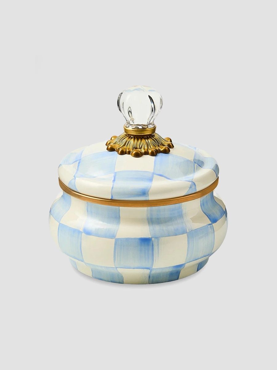 MacKenzie-Childs Sky Check Hand-Painted Glass & Brass Squash