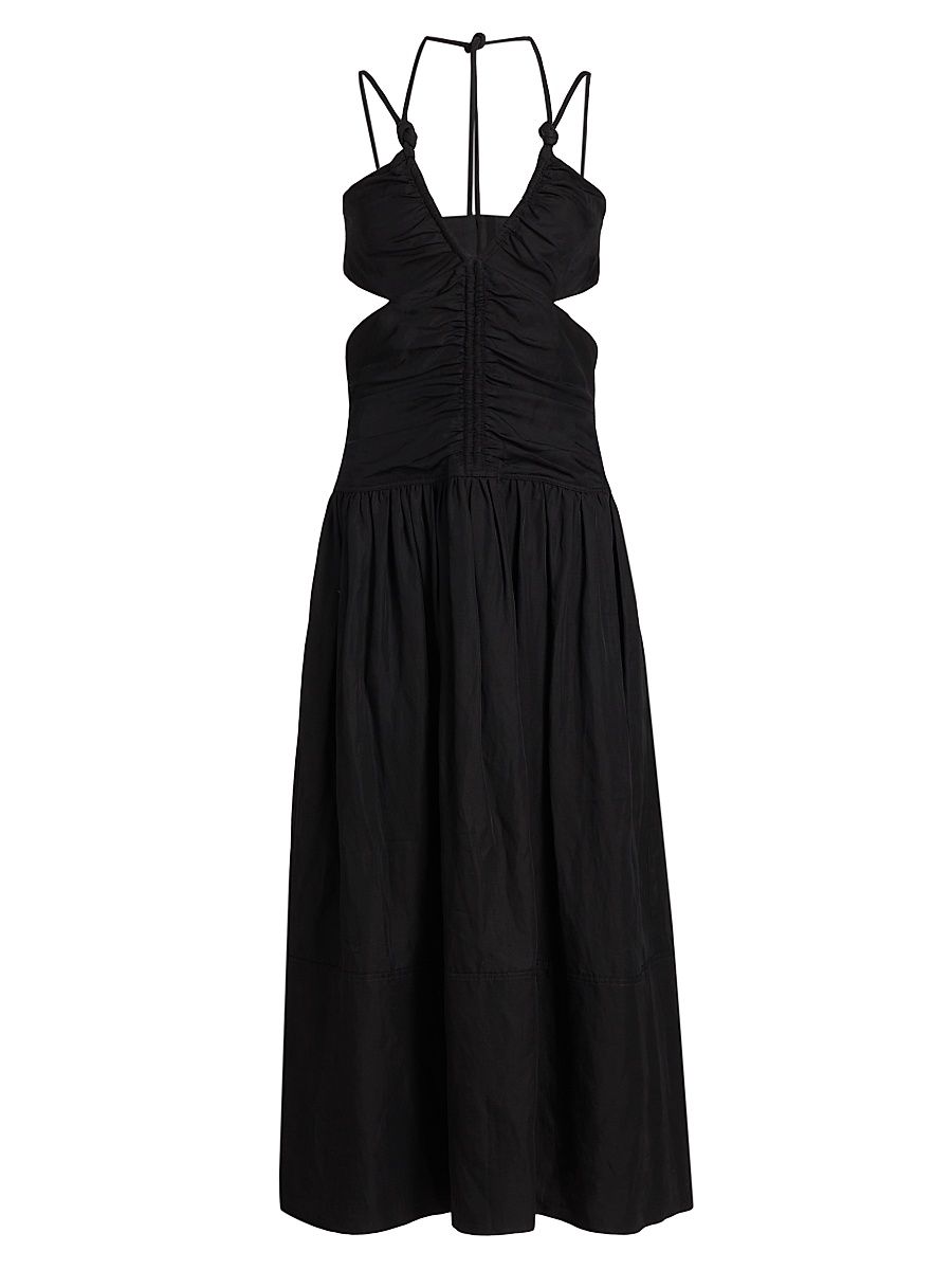 Women's Ruched Cut-Out Maxi Dress - Black - Size 10