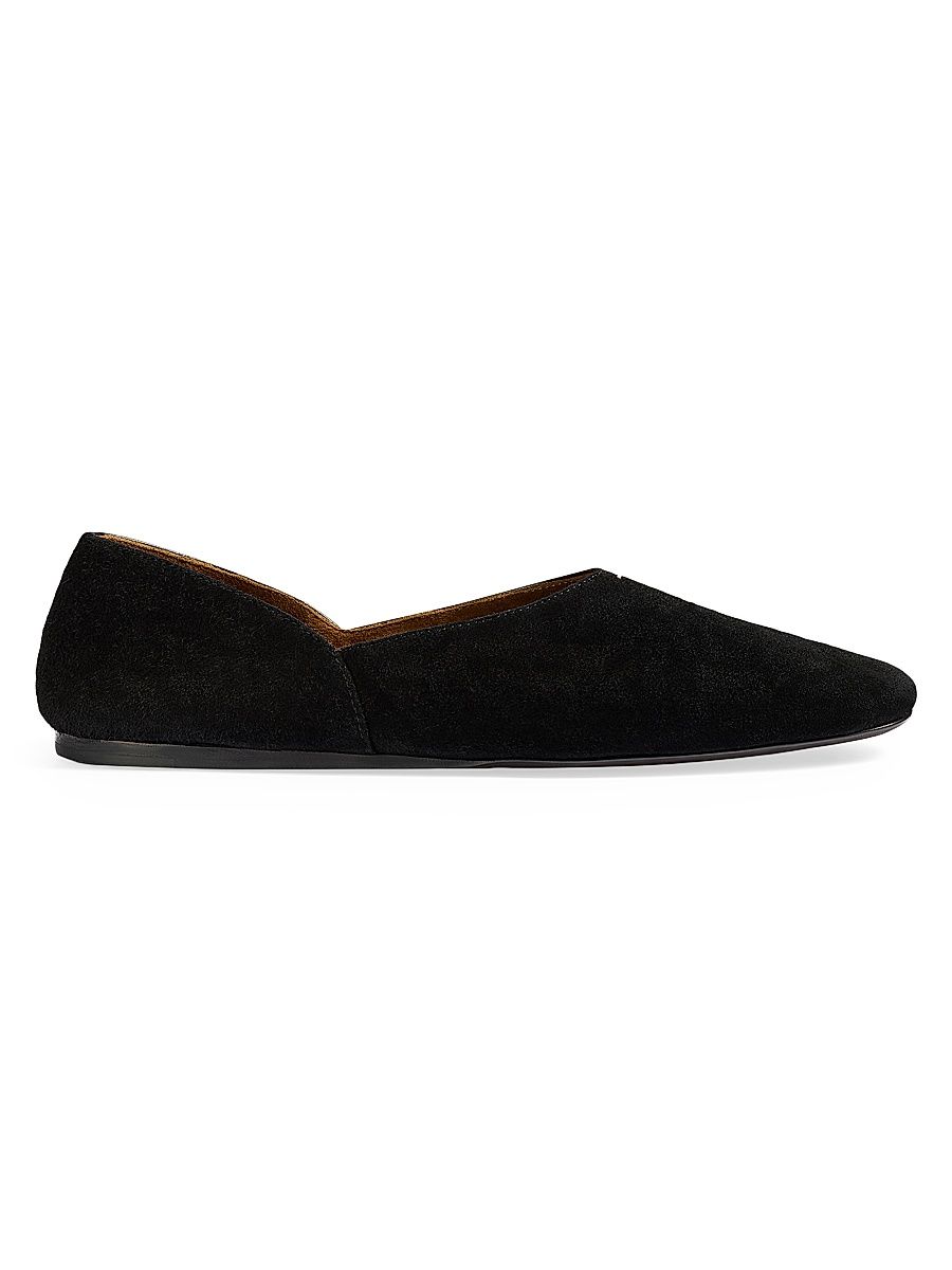Women's Jane Pebbled Suede & Leather Flats - Black - Size 11.5