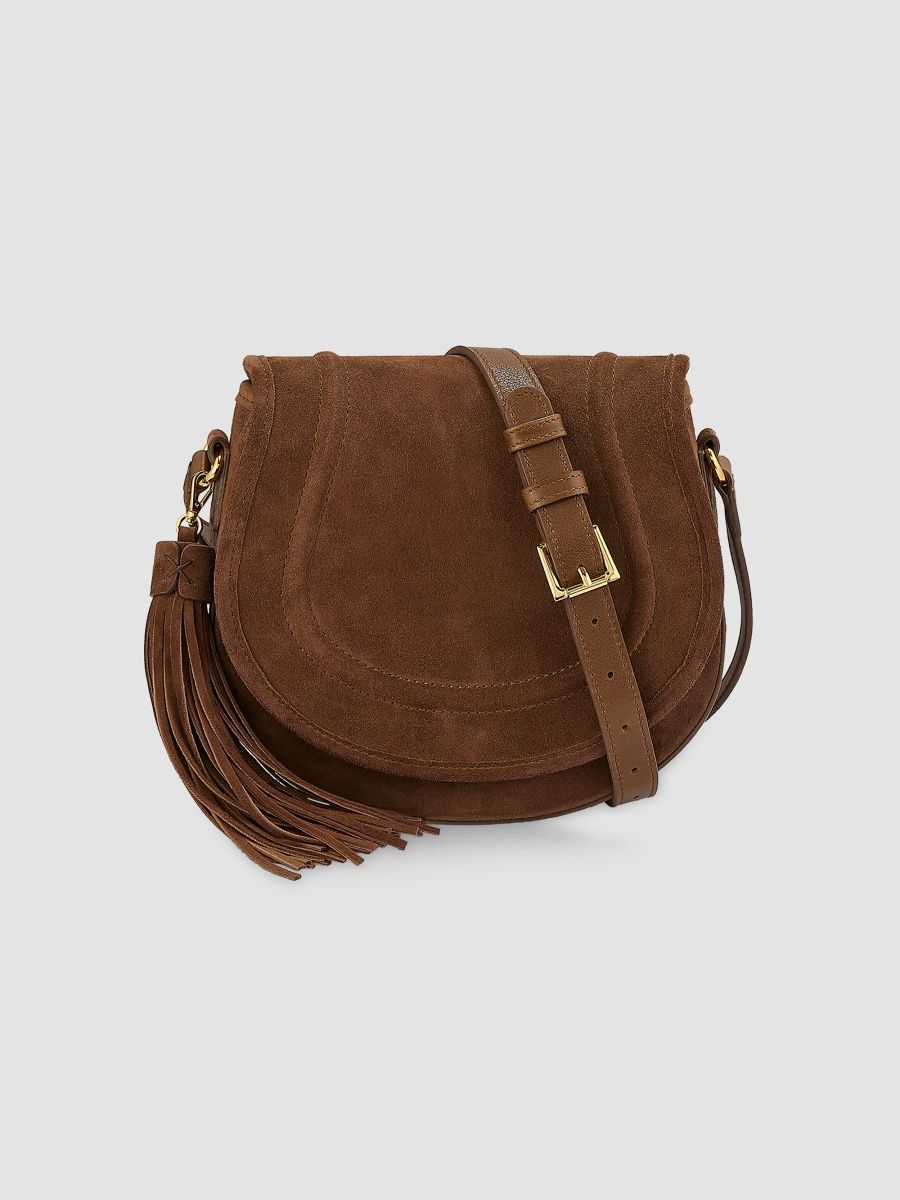 GiGi New York Women's Jenni Suede Saddle Bag - Brown