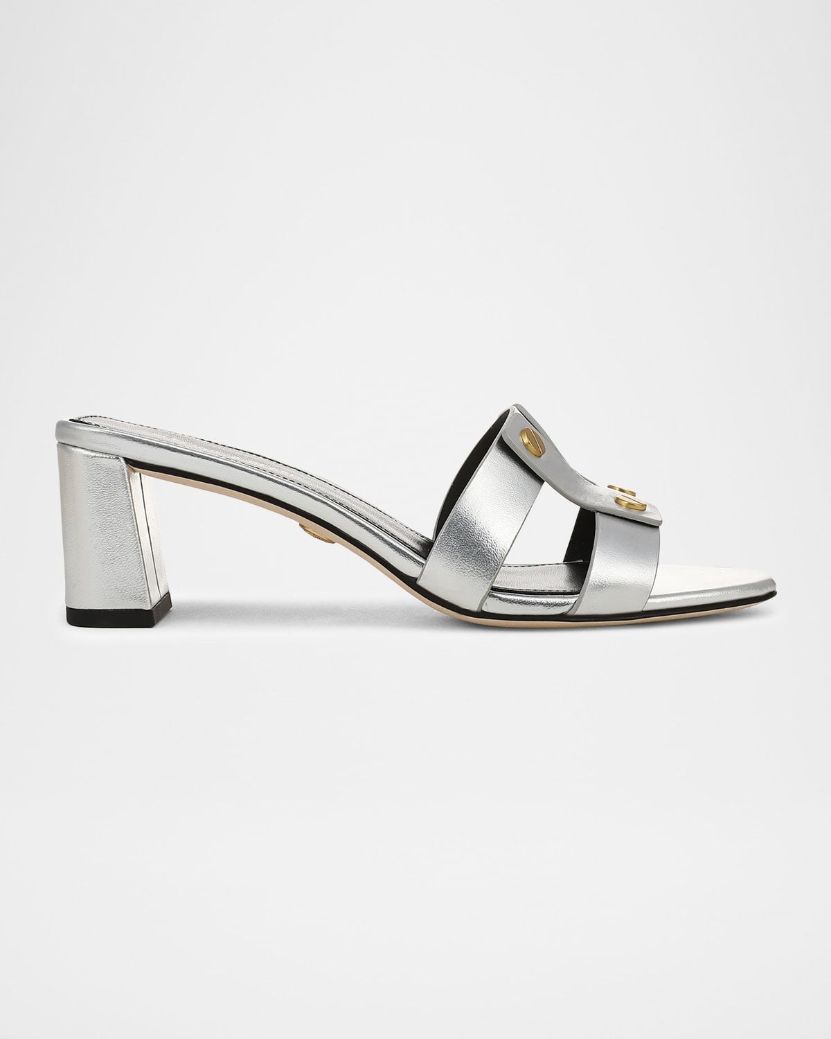 55mm Via Metallic Leather Block-Heel Sandals