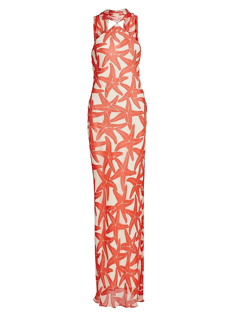 Women's Ashton Starfish Halterneck Maxi Dress - Starfish Print - Size Medium
