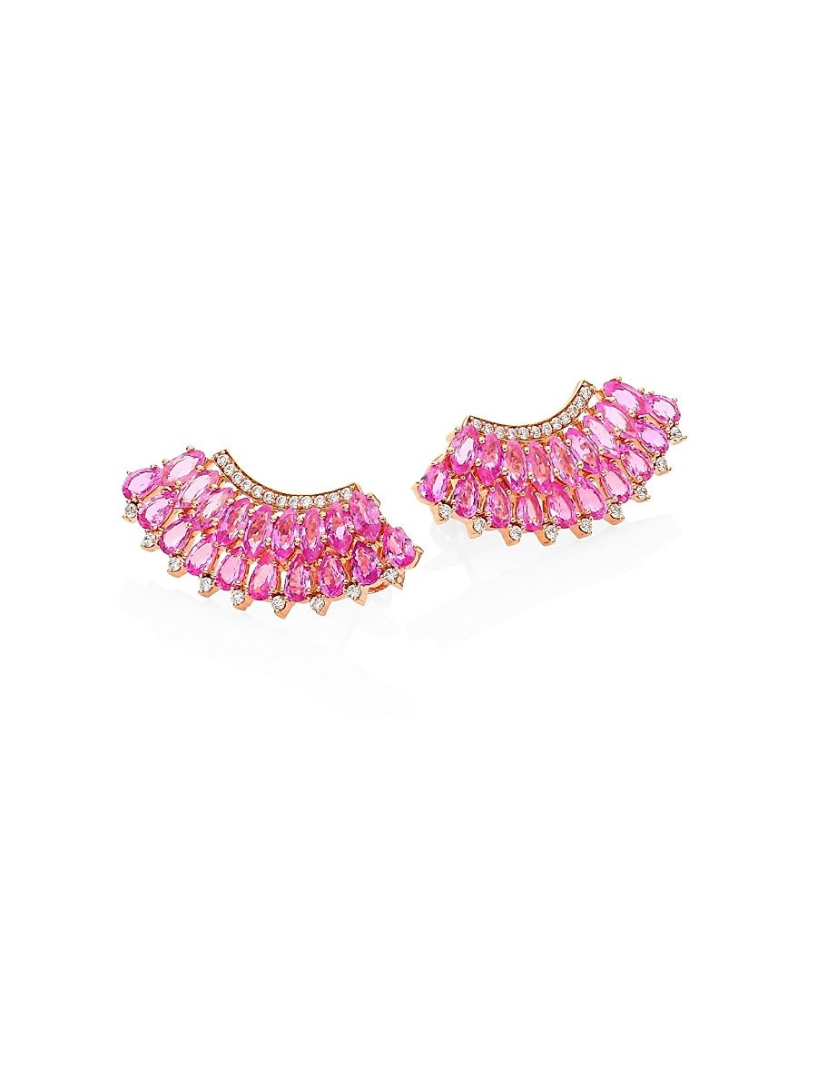 Women's Mirage Diamond & Pink Sapphire Ear Crawlers - Pink Sapphire